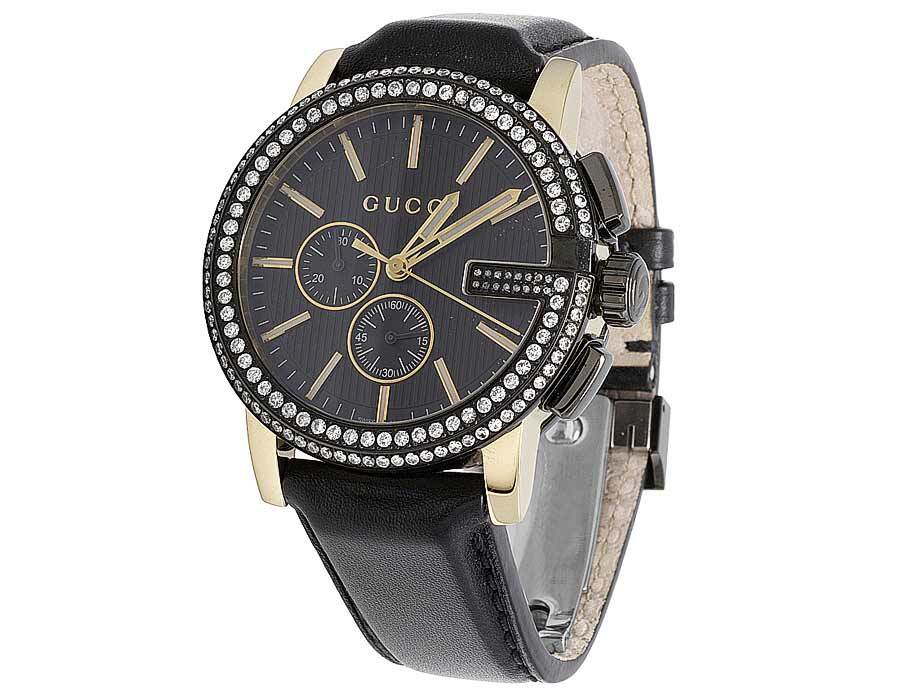 Mens Gucci G-Chrono Gold Black PVD S.Steel 44MM Diamond Watch YA101203 3.0 Ct
