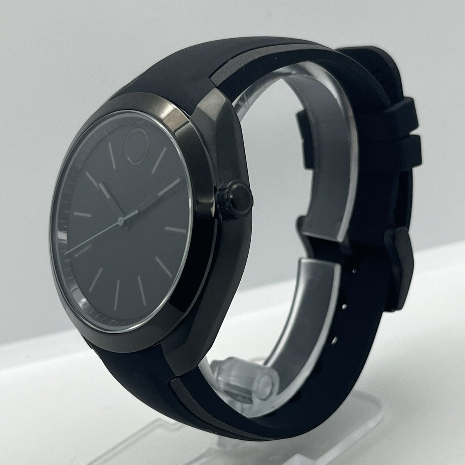 Movado BOLD Men’s Motion Silicone Band Black Steel 44mm Watch 3660002 *TIME ONLY
