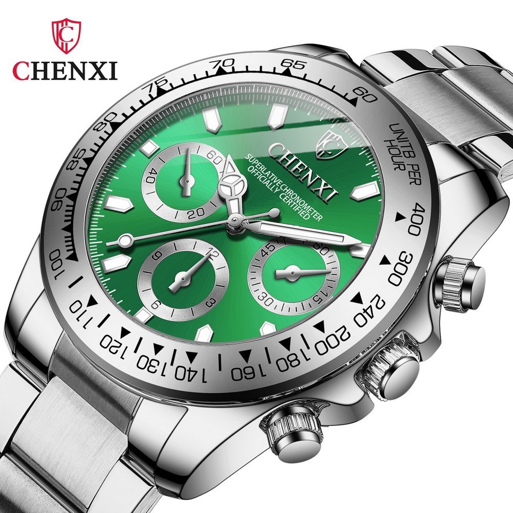 CHENXI Men’s Fake Decoration Dial Gold Steel Business Luminous Quartz Watch Gift