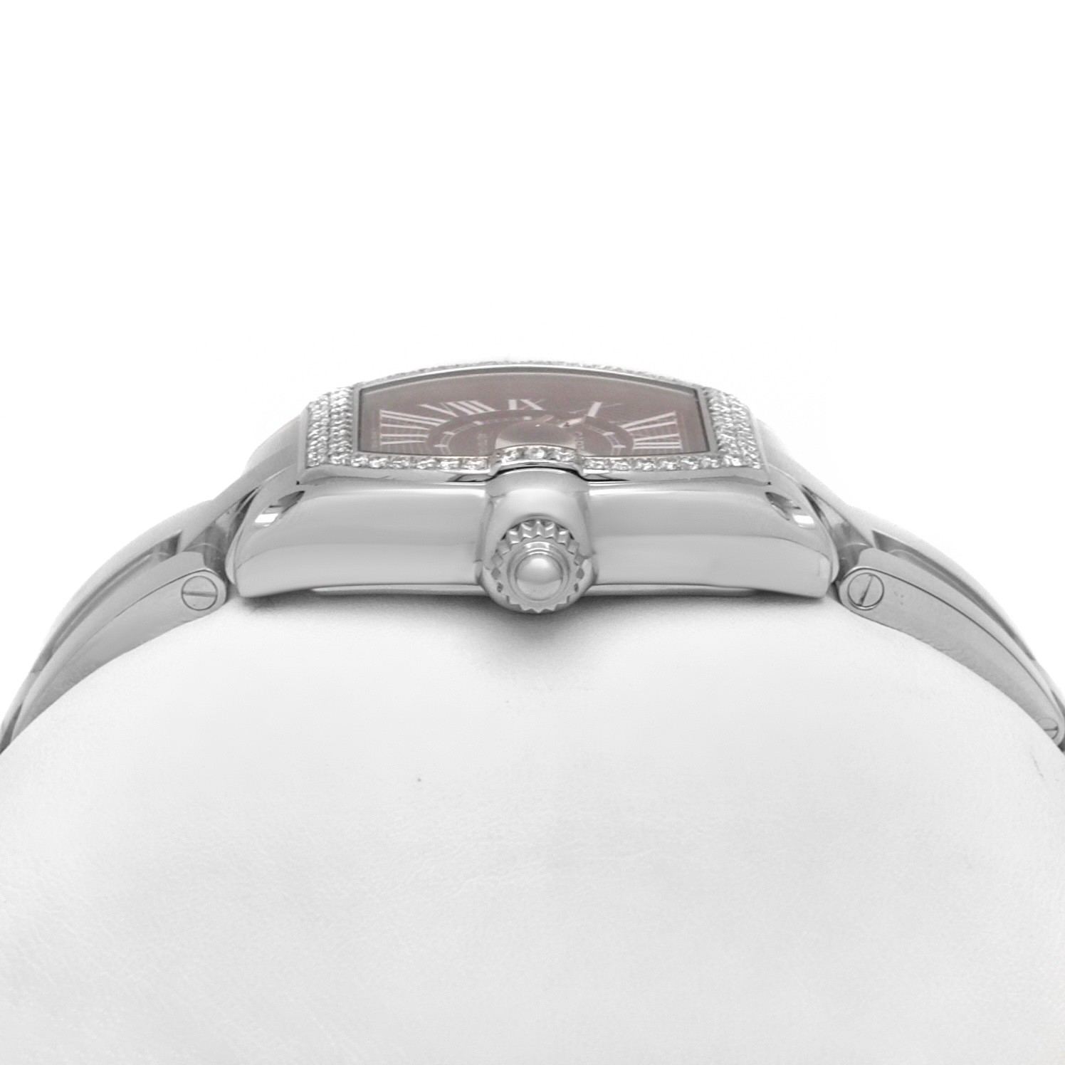 Cartier Roadster 2510 Auto 37mm Custom Dia Bezel Black Roman Dial Steel Case