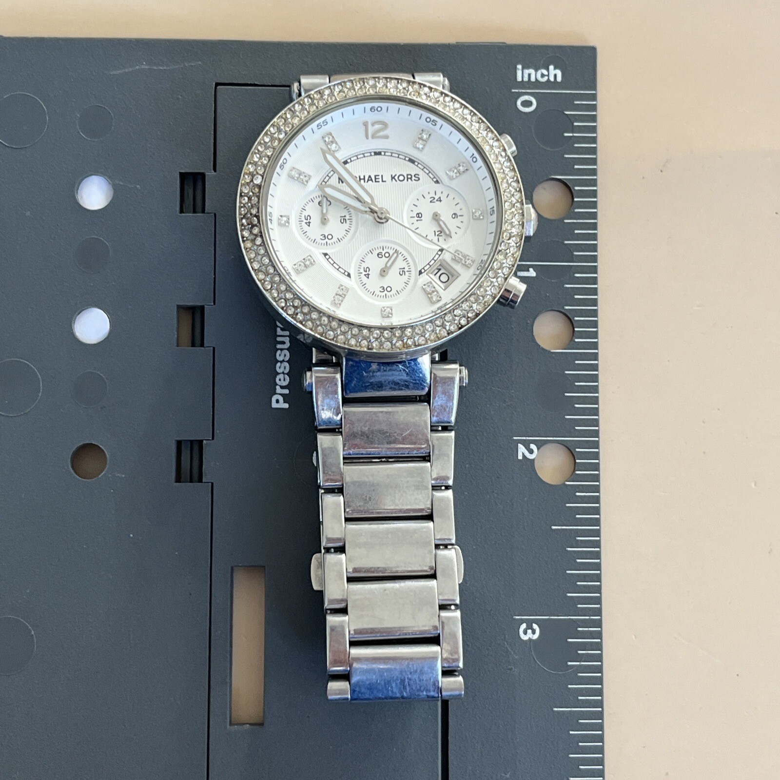 Michael Kors Parker Stainless Steel Watch With Glitz Accents New Battery works