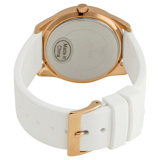 Guess G Twist White Dial Silicone Strap Women’s Analog Round Watch W0911L5