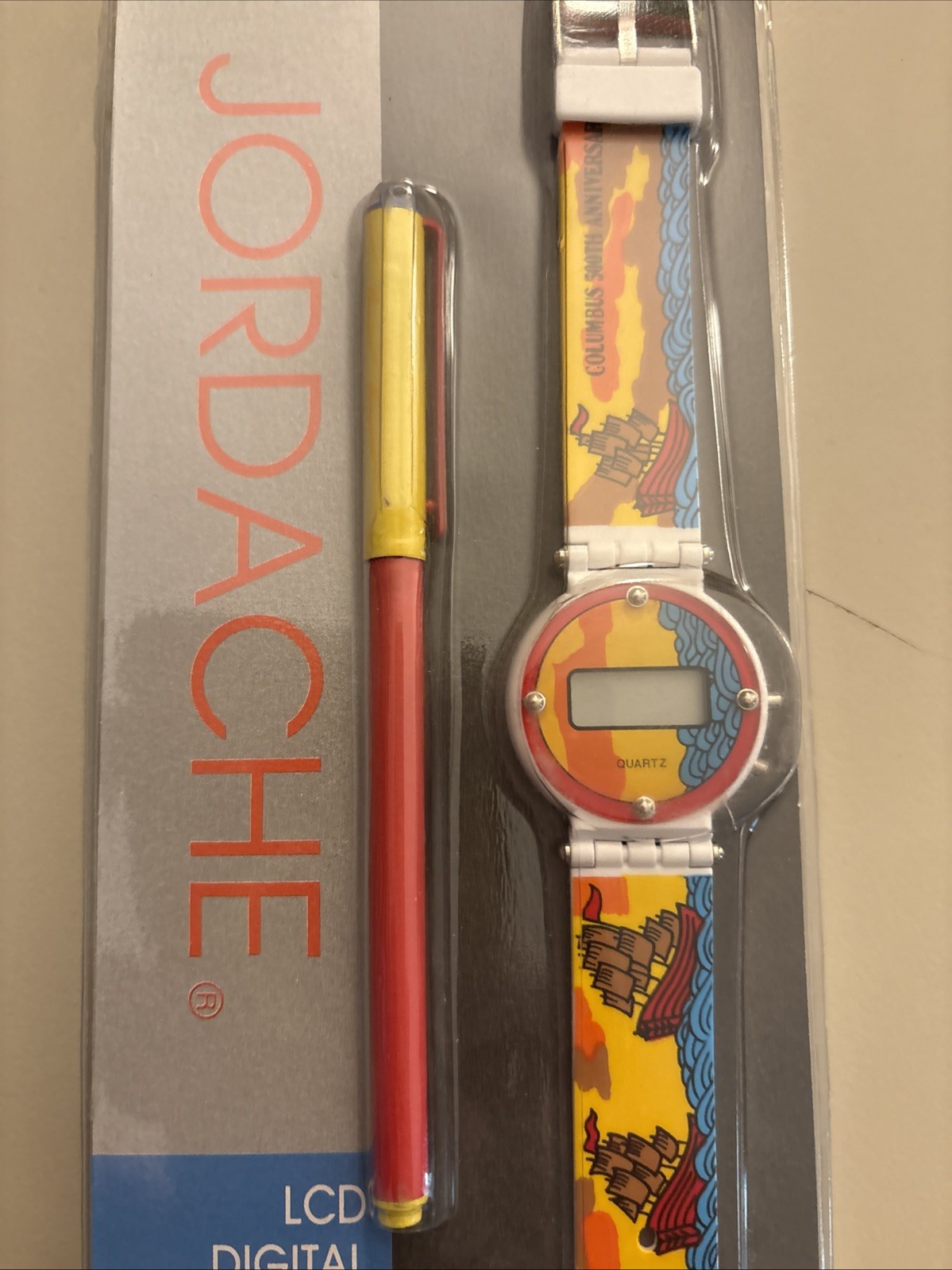 Vtg Jordache Moulin Rouge LCD Digital Quartz Watch and Pen Set MIP New 80s 90s