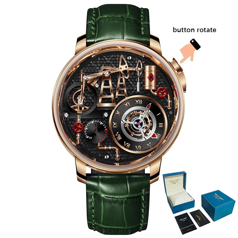 Jacob Quartz Men’s Wristwatch 45.5MM Leather Smart Casual Waterproof Sapphire