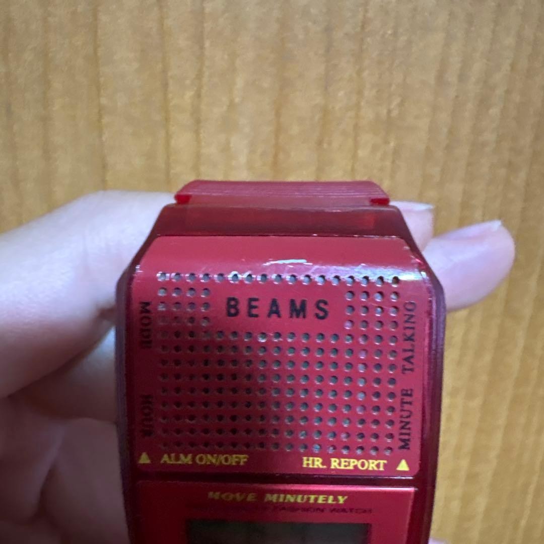 BEAMS Red Digital Watch Vintage Style Unique Design 80s Retro Collectible
