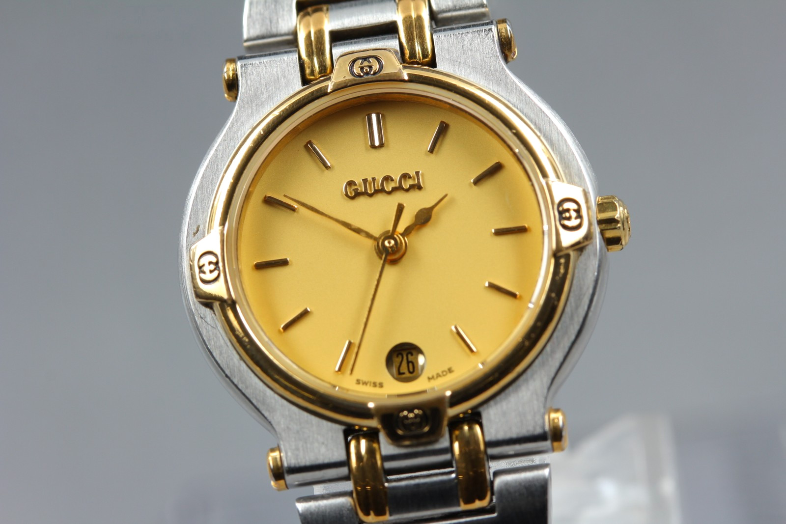 [N MINT] Vintage Gucci 9000L 25mm Gold Dial Date Quartz Women’s Watch From JAPAN