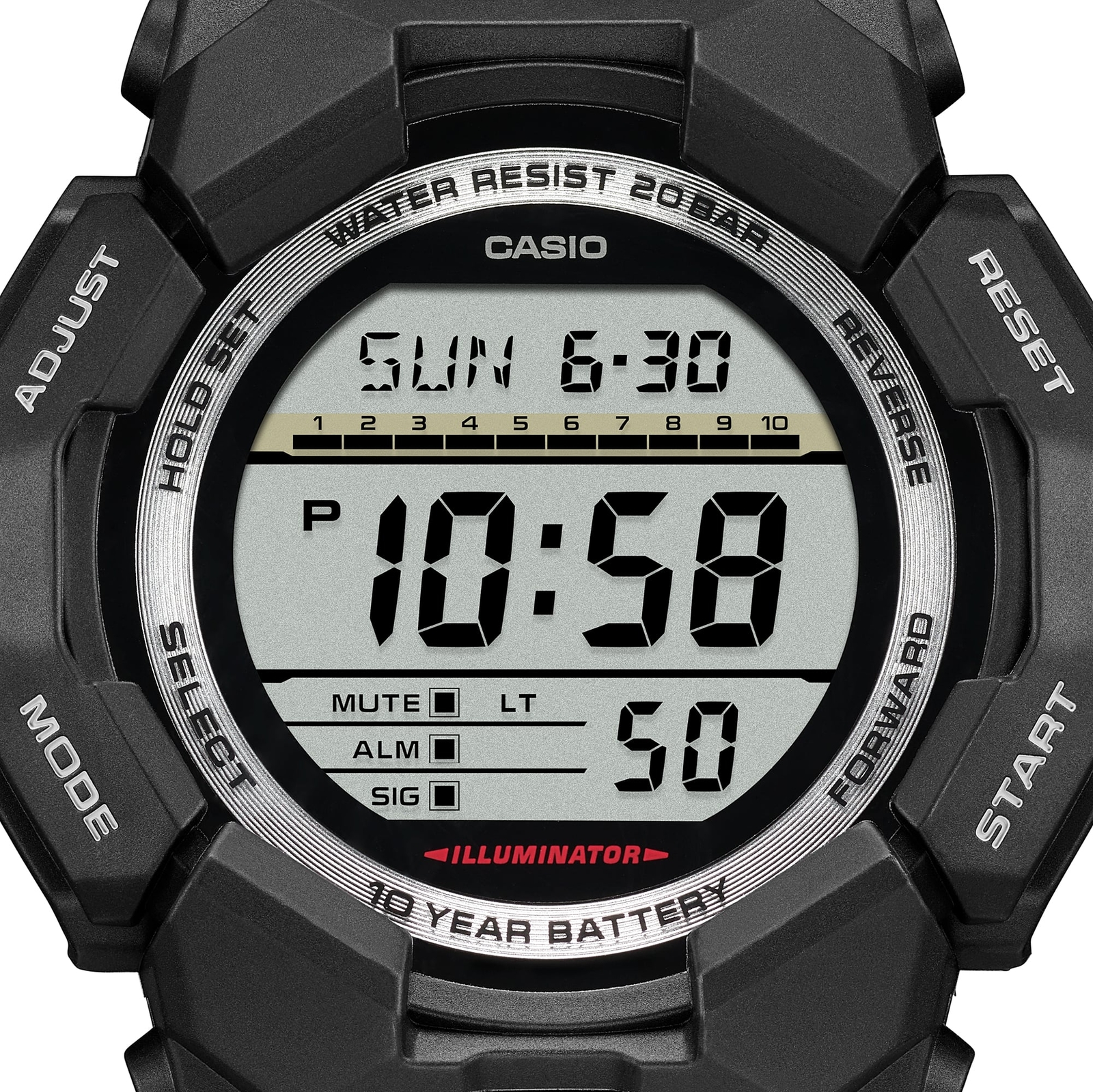 CASIO G-SHOCK GD-010-1JF Big Case 10 Year Battery Digital Watch Black 51.9mm