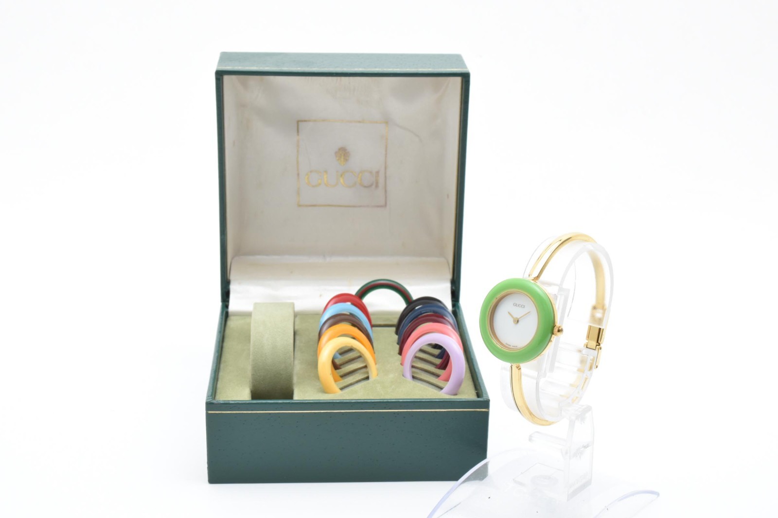 【NEAR MINT w/Box】GUCCI Change Bezel 11/12.2 12 Colors White Women’s Watch JAPAN
