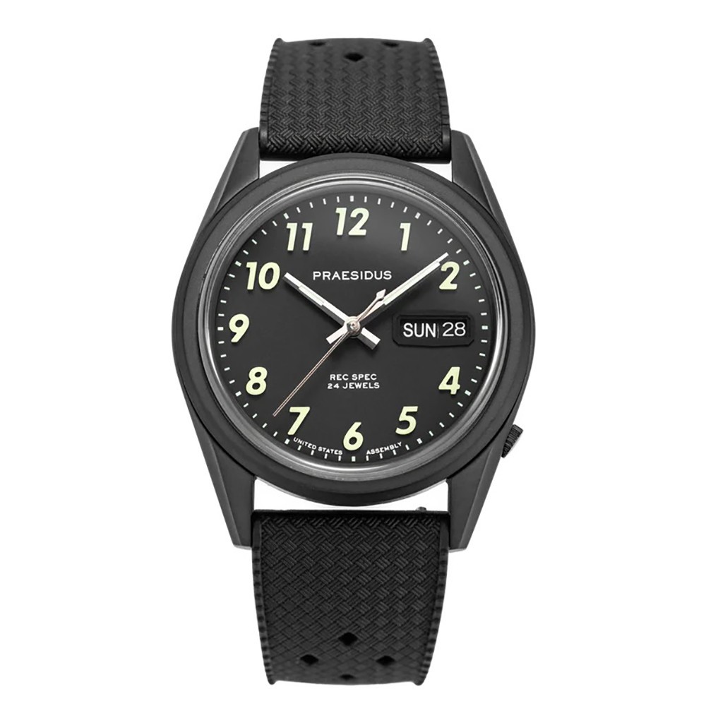 Praesidus REC SPEC Automatic Black Steel Date Silicone Sapphire Men’s Watch