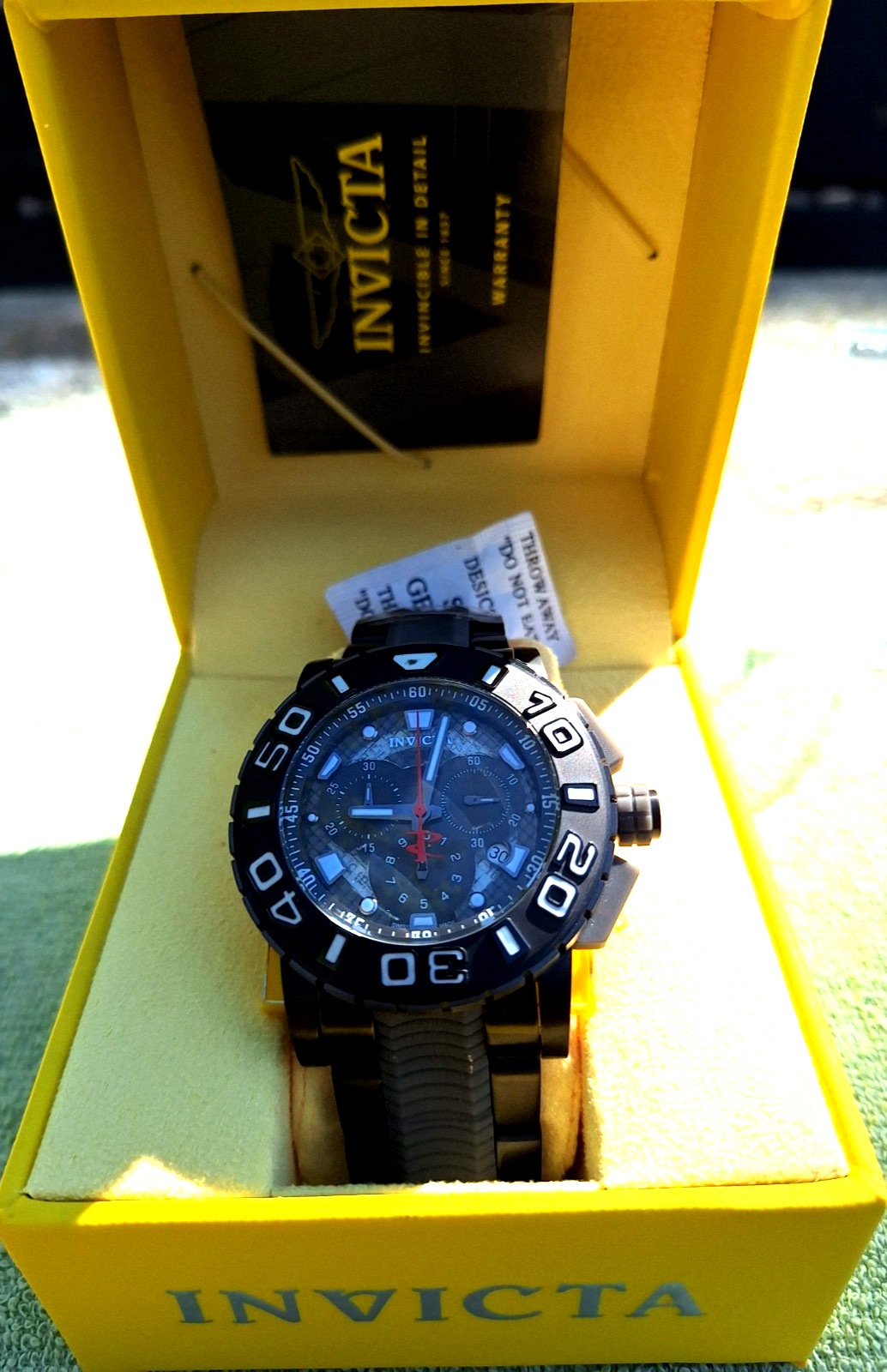 Invicta Reserve Ocean Hawk SWISS MADE Chrono Black Rubber & Steel Watch 6315 NWT