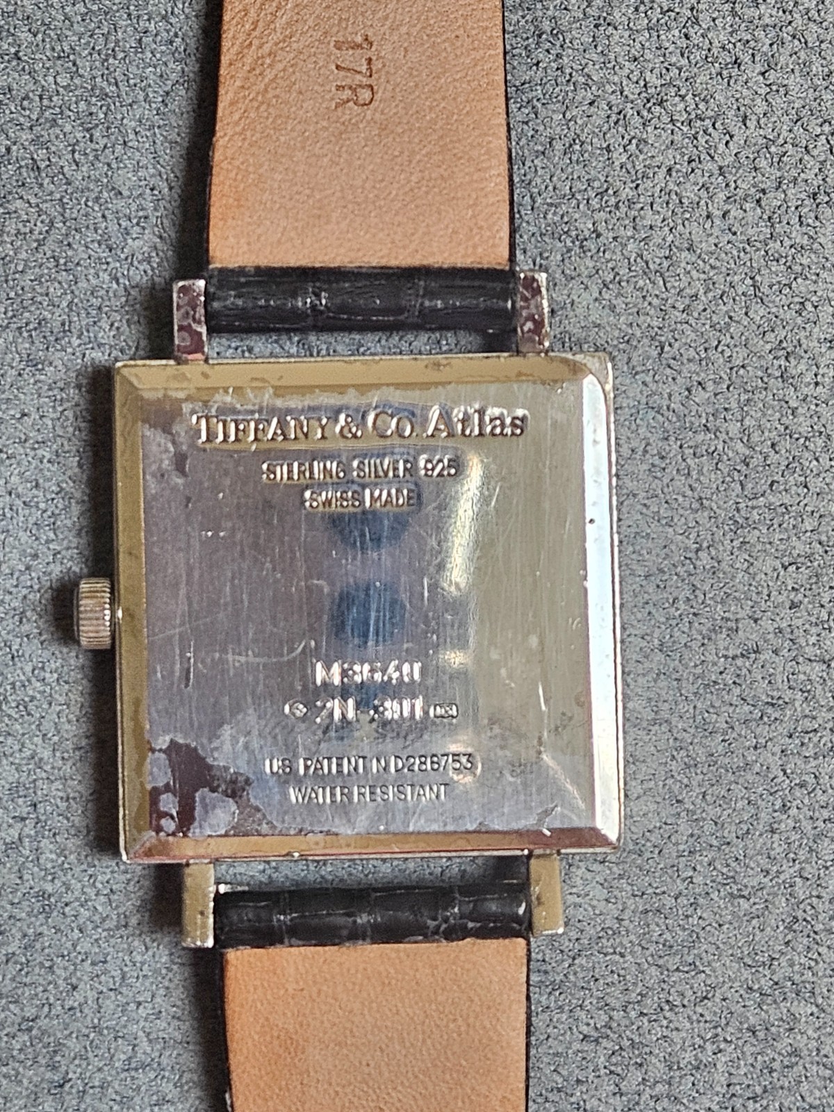Vtg Tiffany & Co. Atlas Square 27mm, Silver Dial Sterling Silver on Strap, M3640