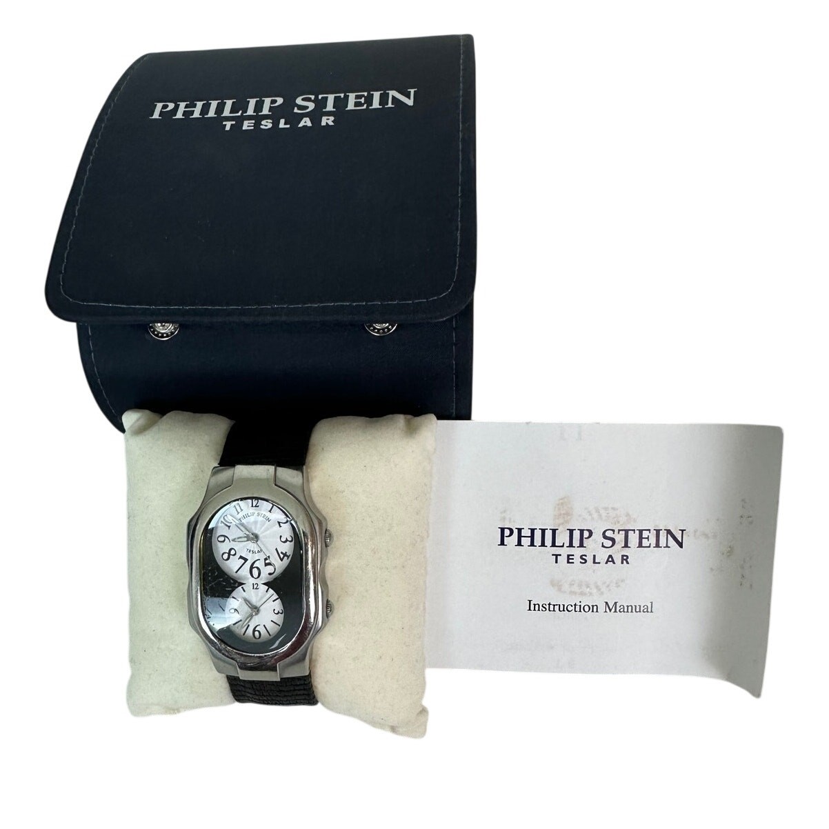 Philip Stein Teslar Dual Time Women’s Quartz Watch Silver Tone 2 Bands