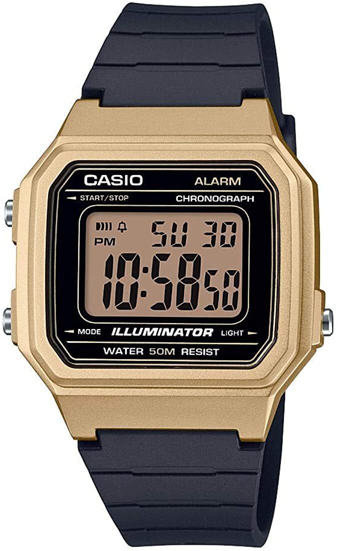 Casio W-217HM-9AVCF Classic Black Resin Band Gold Digital Display Men’s Watch