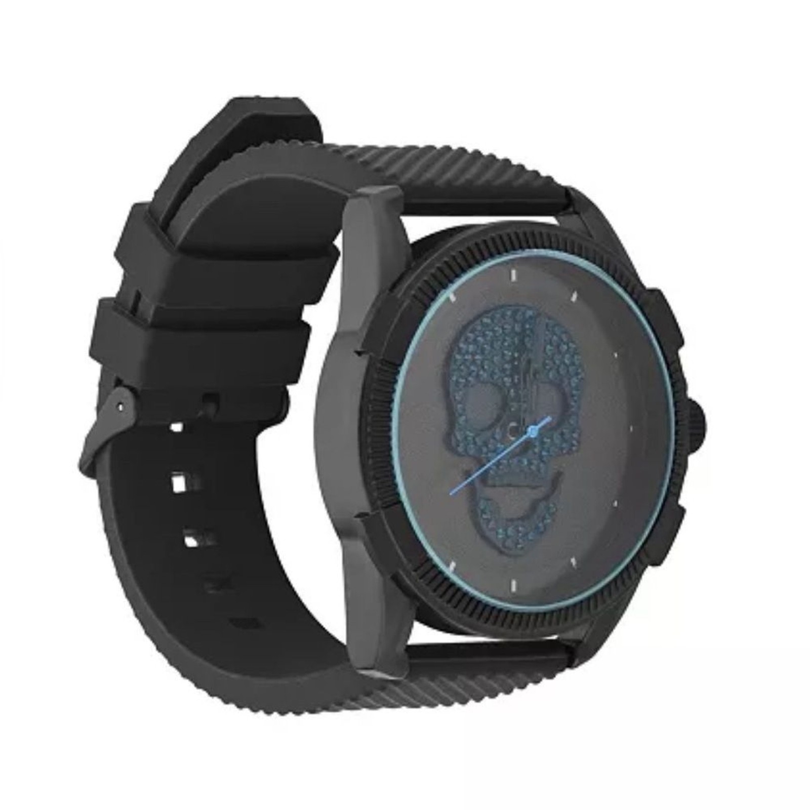 Ed Hardy men’s skull print dial Matte Black silicone strap analog watch …