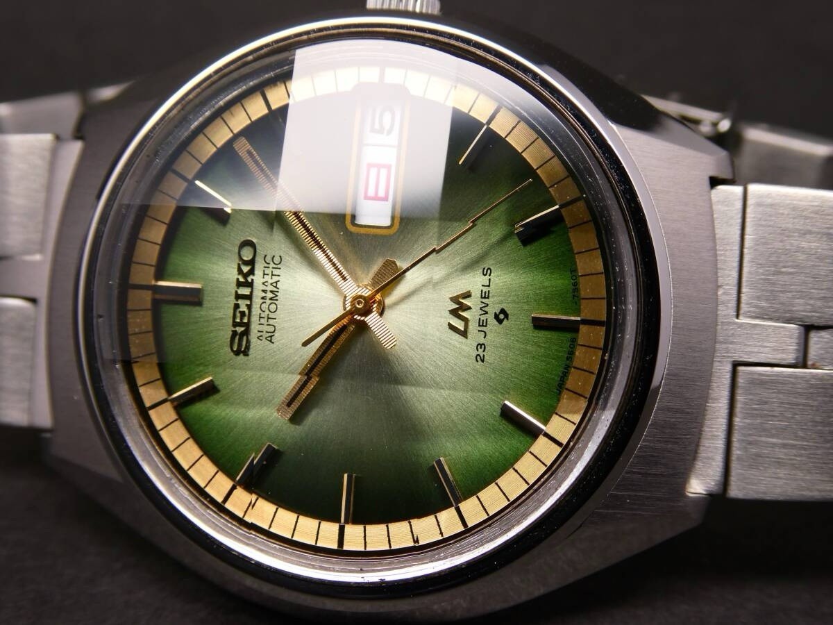 1973 Seiko Lord Matic 5606-7120 Green Dial 23J Automatic LM Bracelet