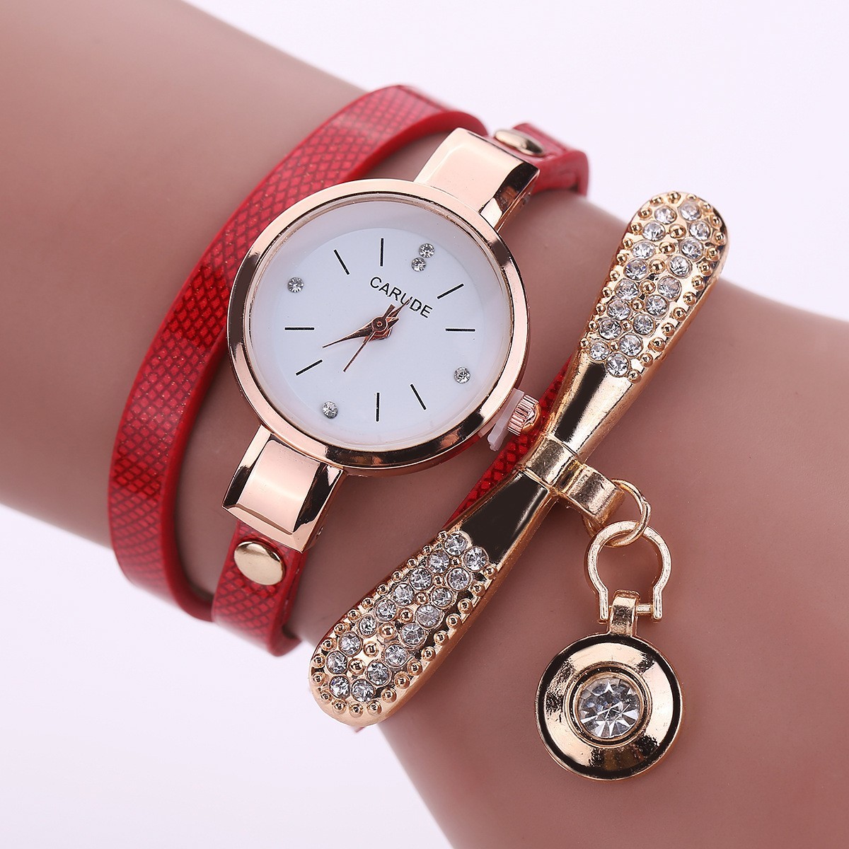 Women’s Fashion Quartz Watch Royal White Stainless Steel Strap Wristwatch -Beige