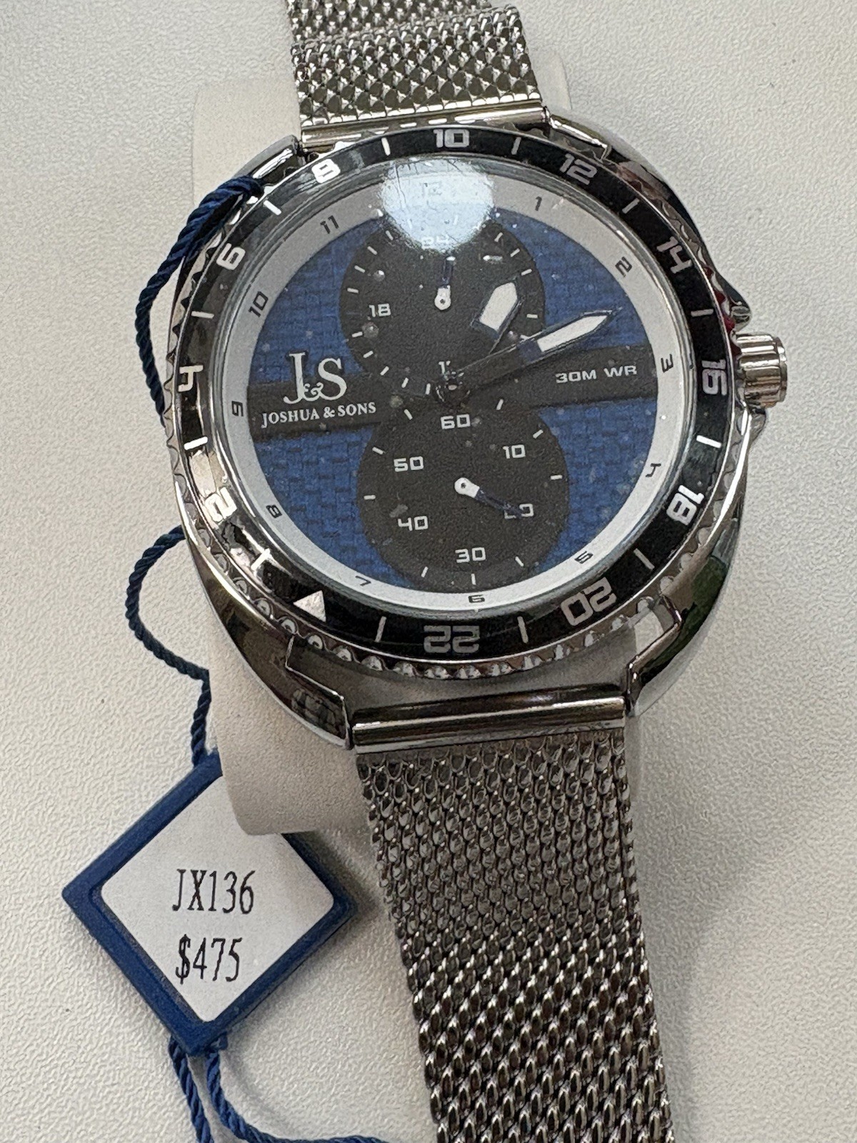 Men’s Joshua & Sons JX136SSBU Multifunction Dual Sub Dial Stainless Steel Watch