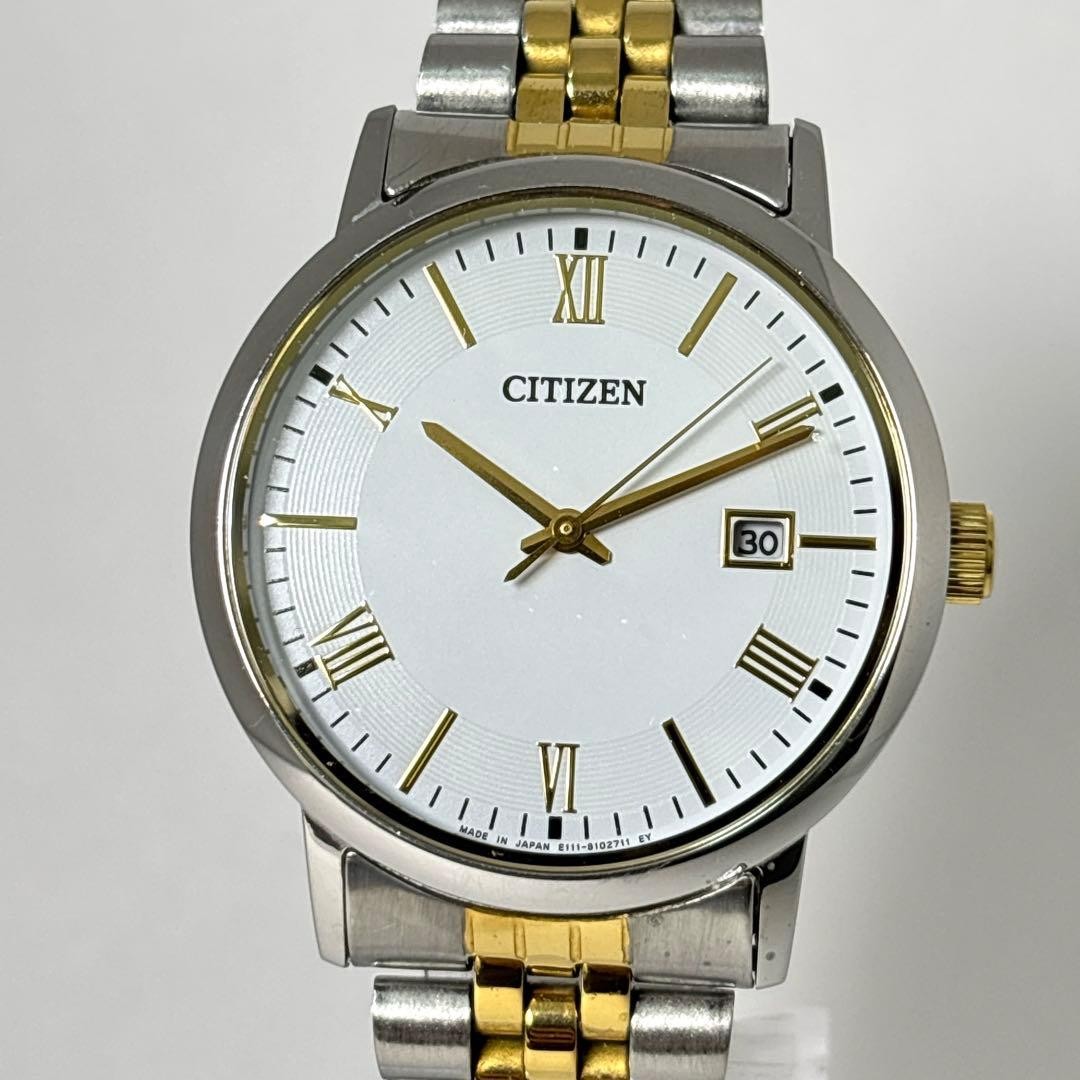 Citizen Eco-Drive Mens Quartz Watch, Roman Combo, Date, 37mm, wrist 17cm/6.7in