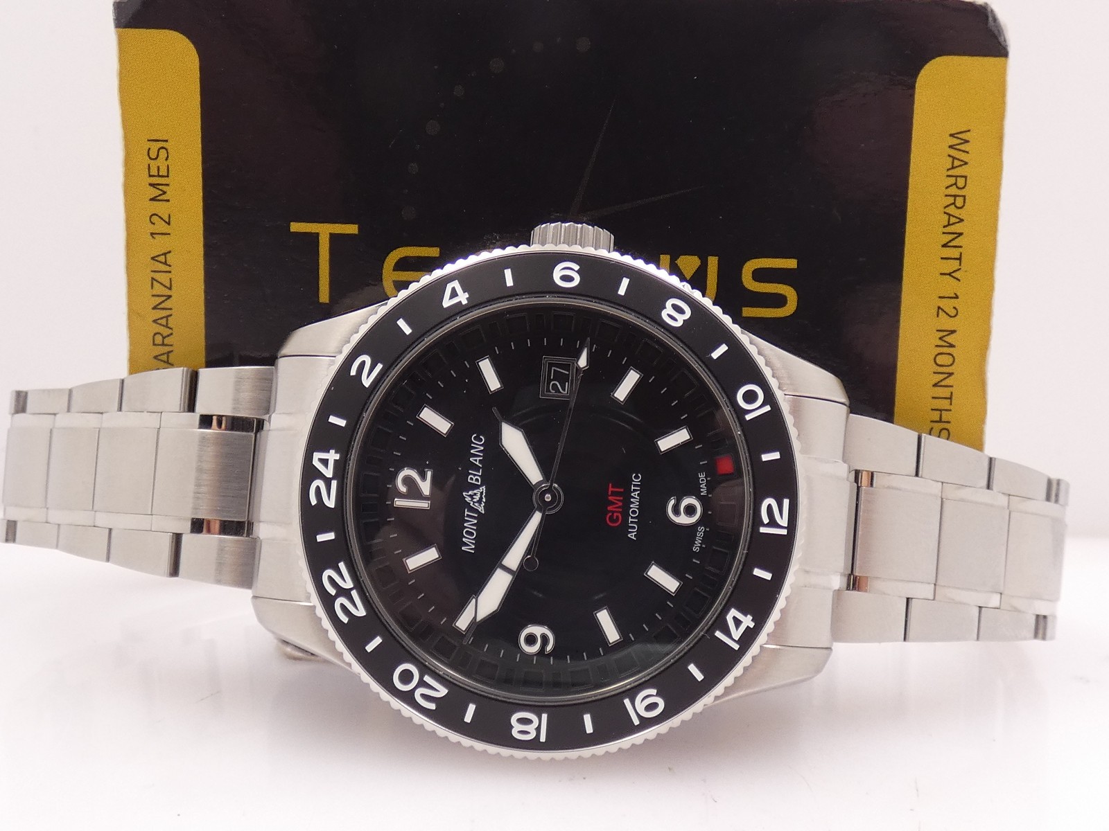 MONTBLANC 1858 BLACK GMT 129615 NEW BOX PAPERS&STICKERS MAR 2026 AUTOMATIC WATCH