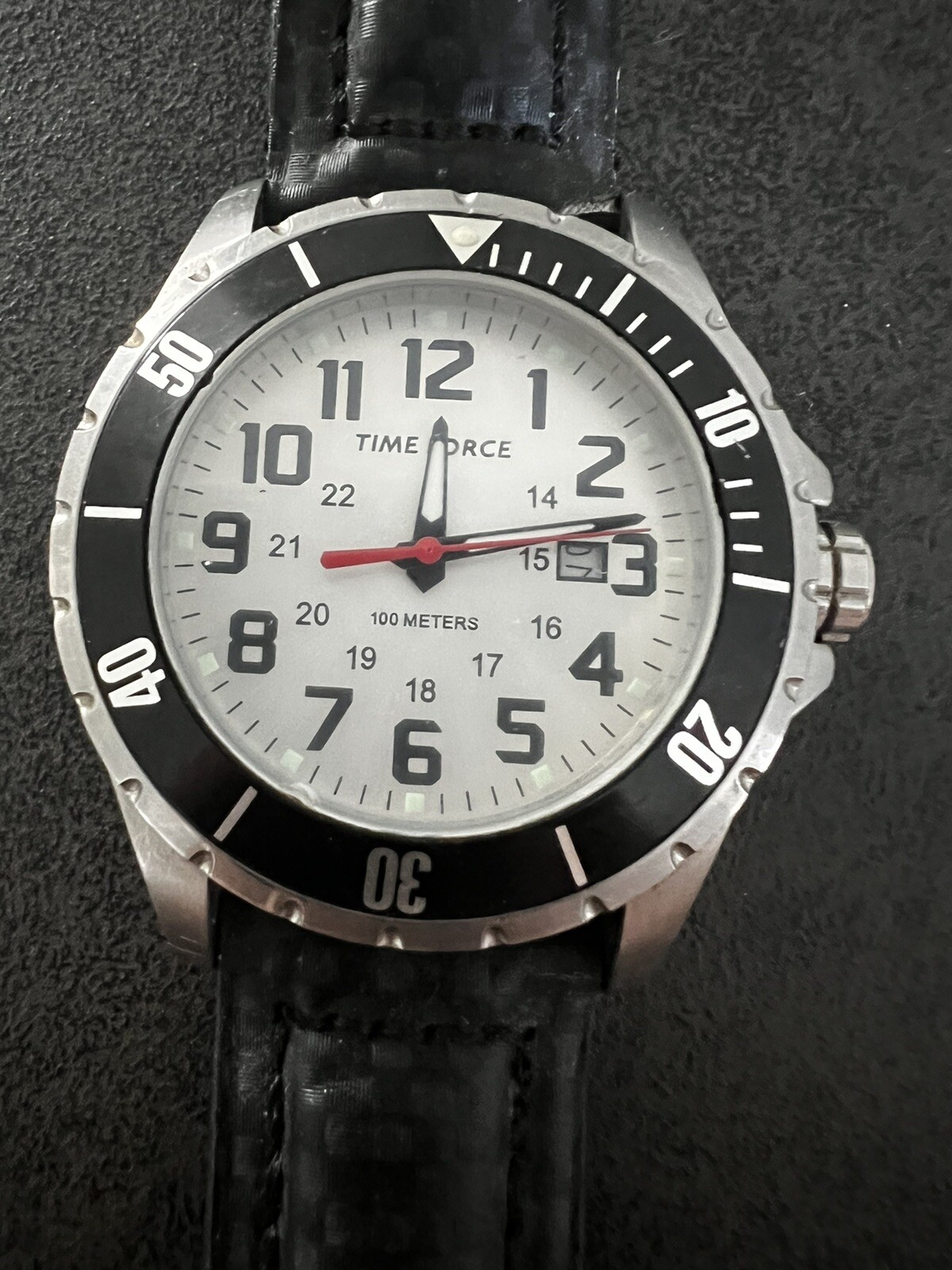 Time Force Black & Silver Bezel Strap Men’s Watch Model No.TF3298M