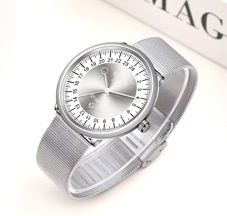 Luxury Men Watch Business Sport Stainless Steel Analog Quartz Movement Silvery