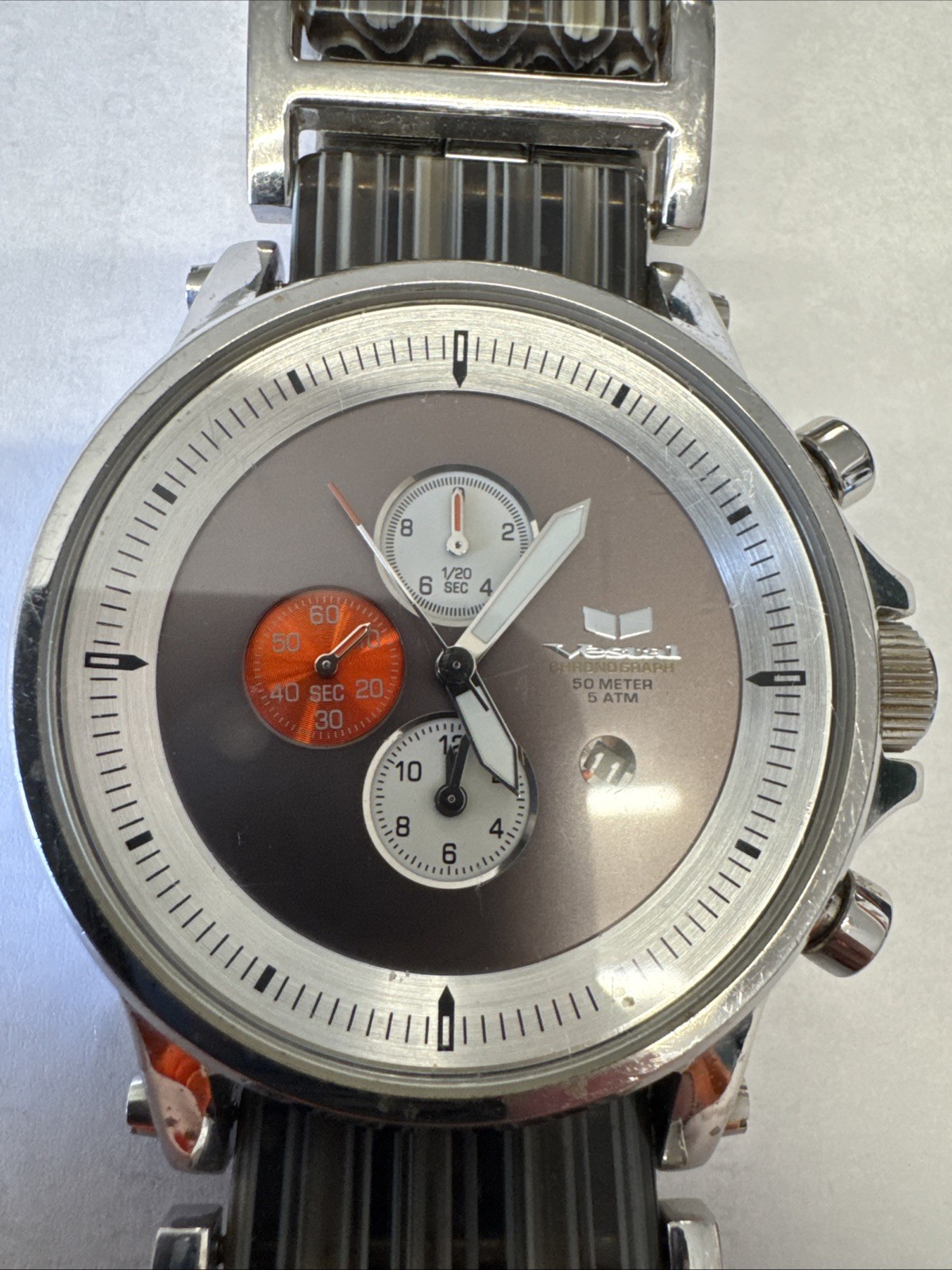 Vestal Plexi Acetate Chronograph Men’s Silver Watch