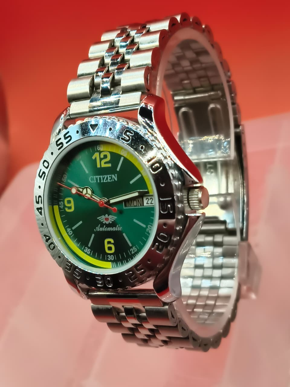 Automatic 8200 21Jewels Restored Dial Green DayDate Mens Japan Watch Vintage 59