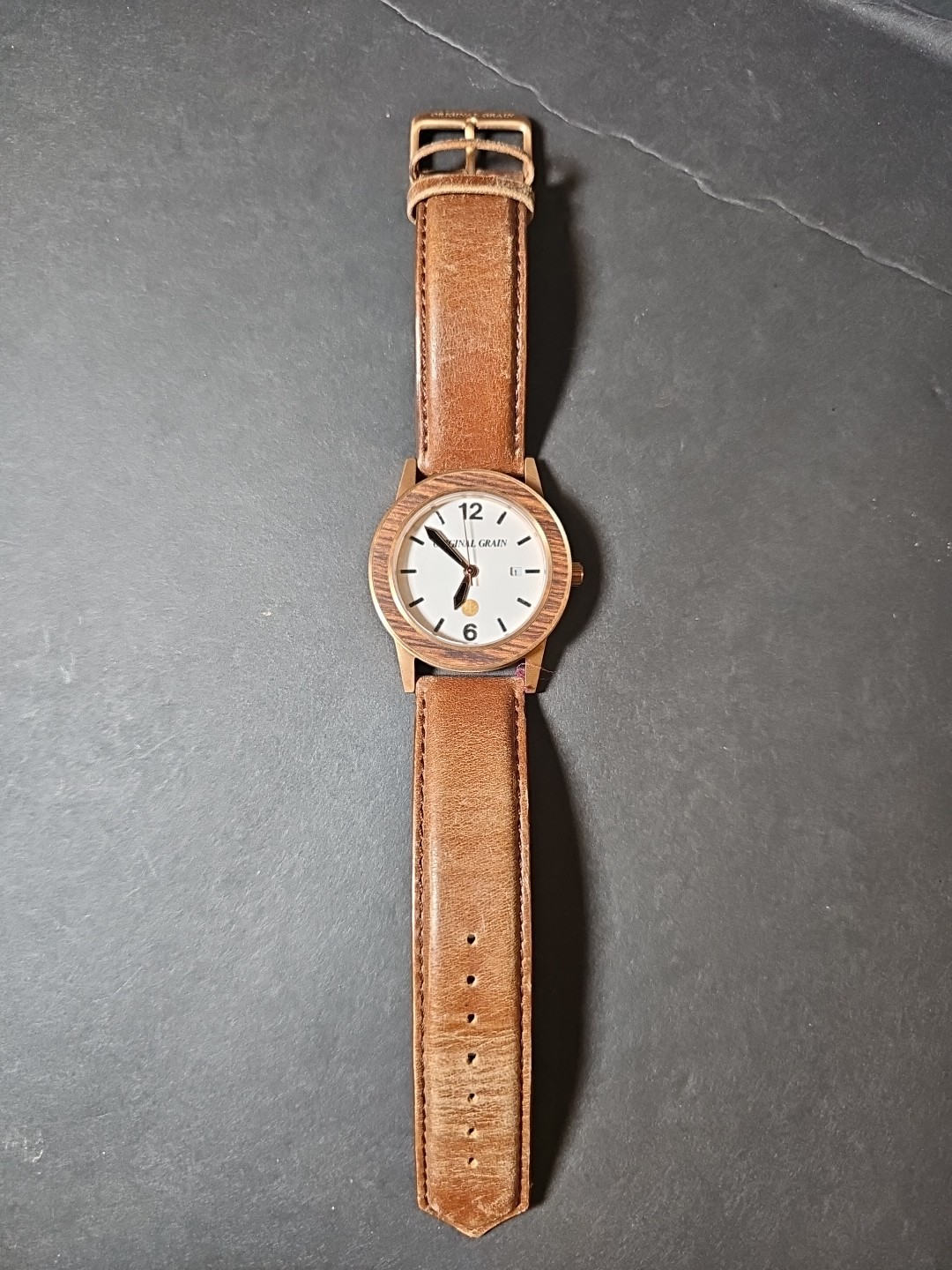 Original Grain Men’s Watch”The Barrel” with Leather Band