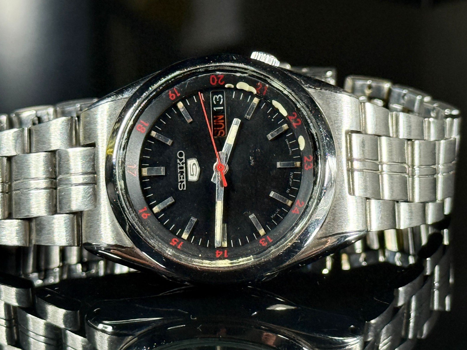 Seiko 5 Automatic 7S26-02C0 Black Dial 21 Jewels Vintage Mens Watch