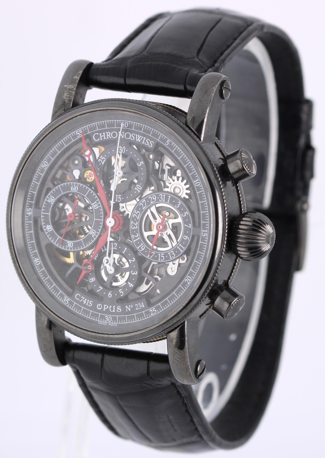 Chronoswiss OPUS Chronograph PAPERS Black DLC Skeleton 42mm CH75455/11-1 BOX