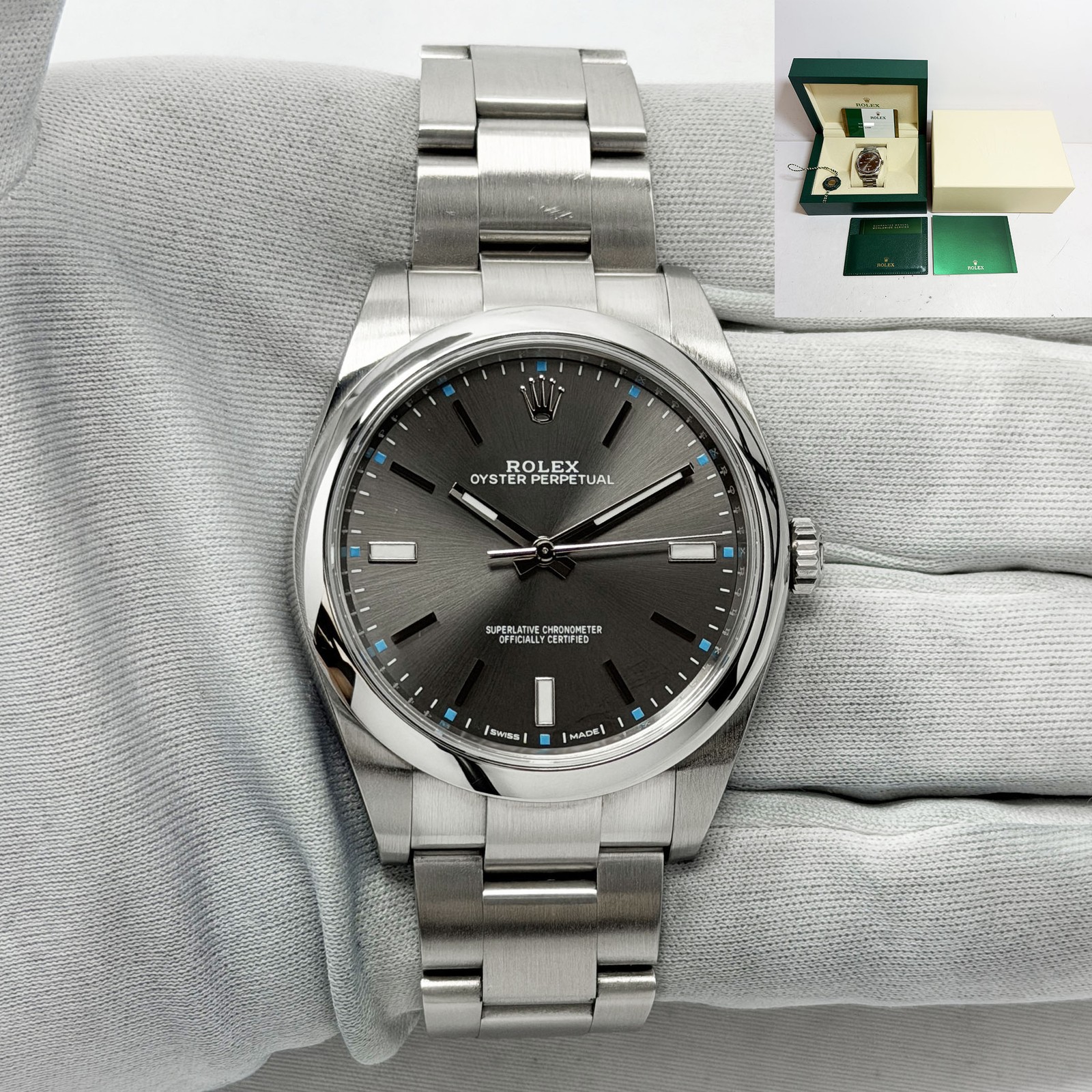 2020 Rolex Oyster Perpetual 114300 39MM Rhodium Oyster Steel Box Paper