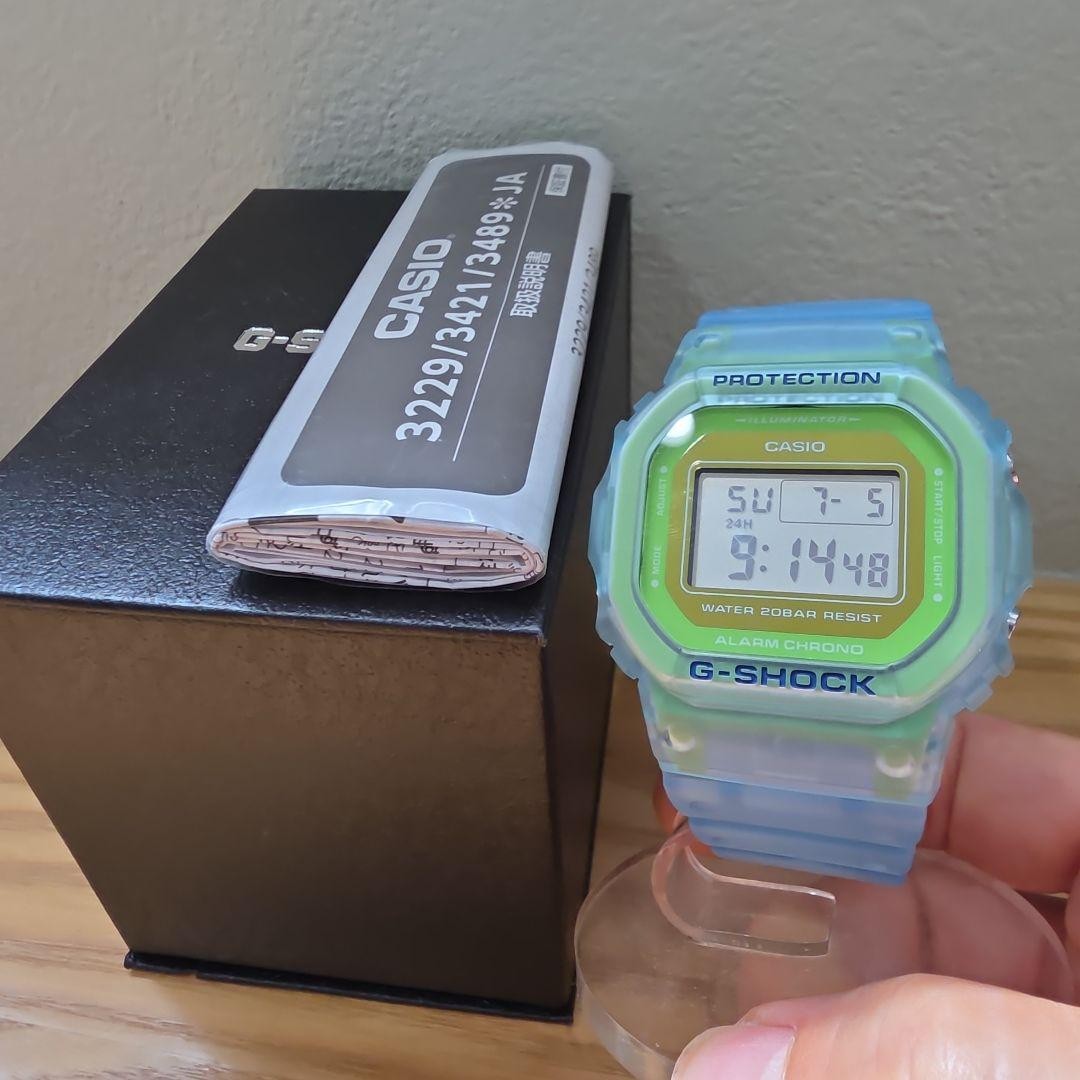 Casio DW5600LS2JF G SHOCK Digital Watch Light Blue Transparent Bezel Ready