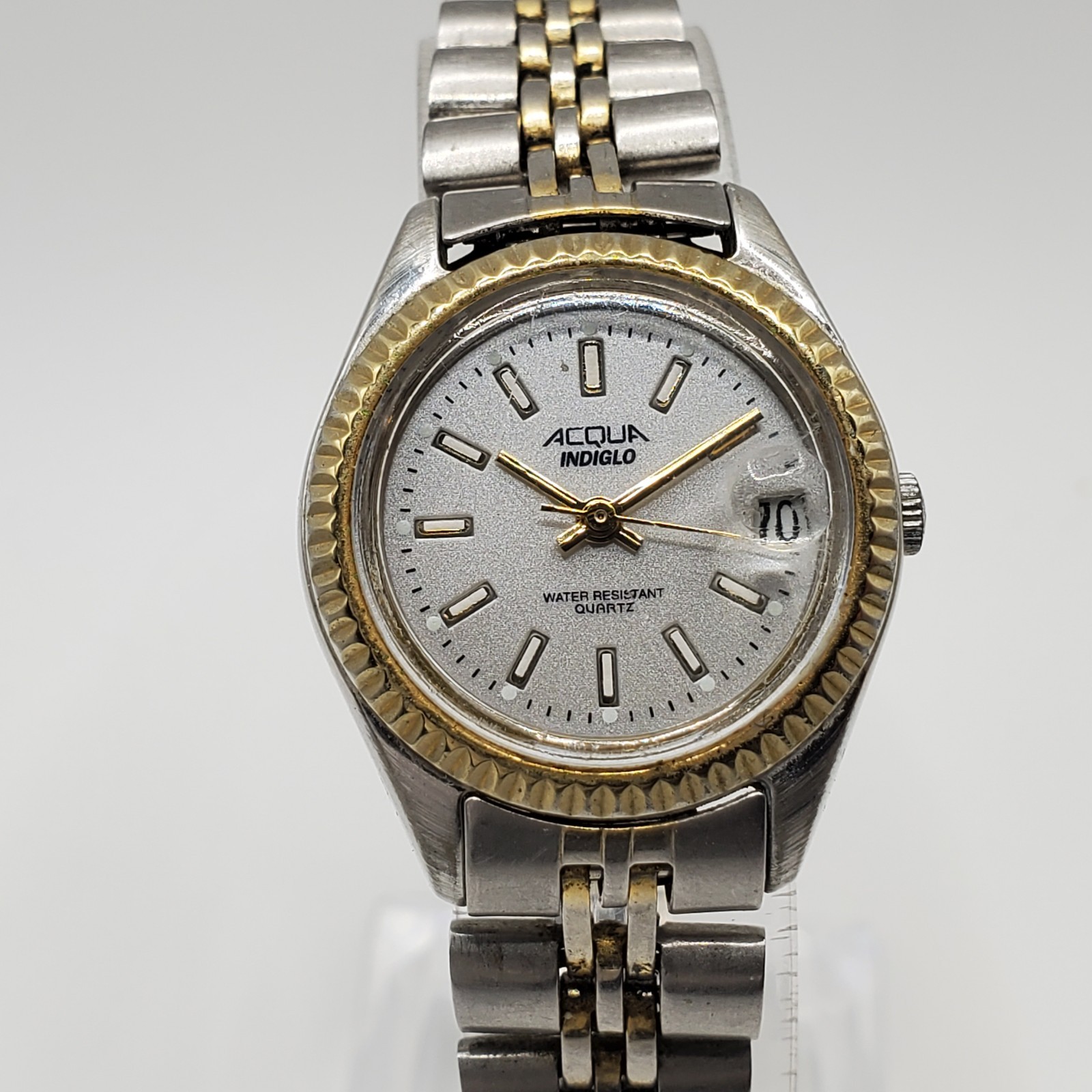 1999 Timex Acqua Indiglo Women 25mm Watch Two-Tone Date Dial New Battery