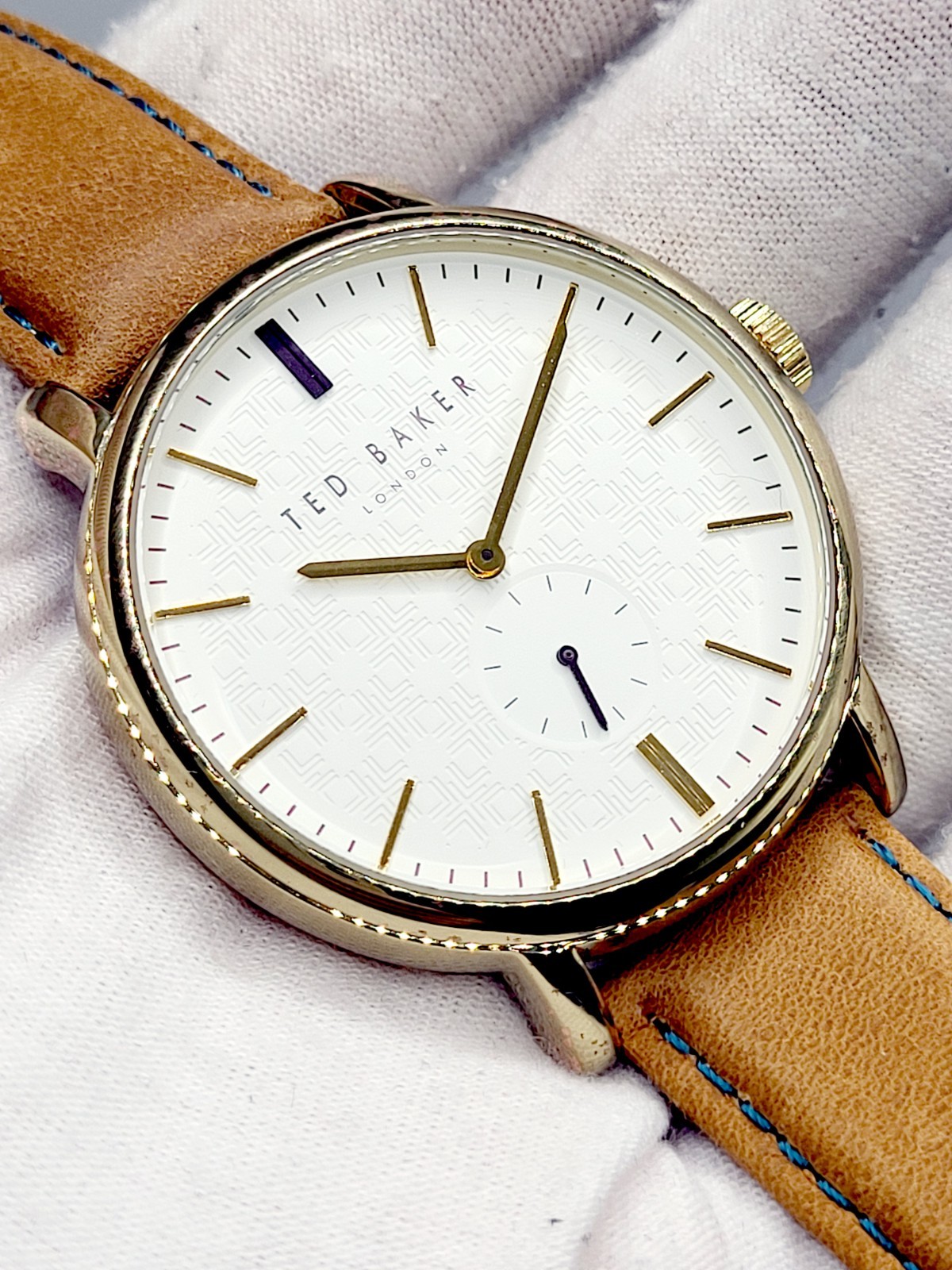 Ted Baker London 43mm White Dial Quartz Mens Watch TE15193011 New Battery, Works