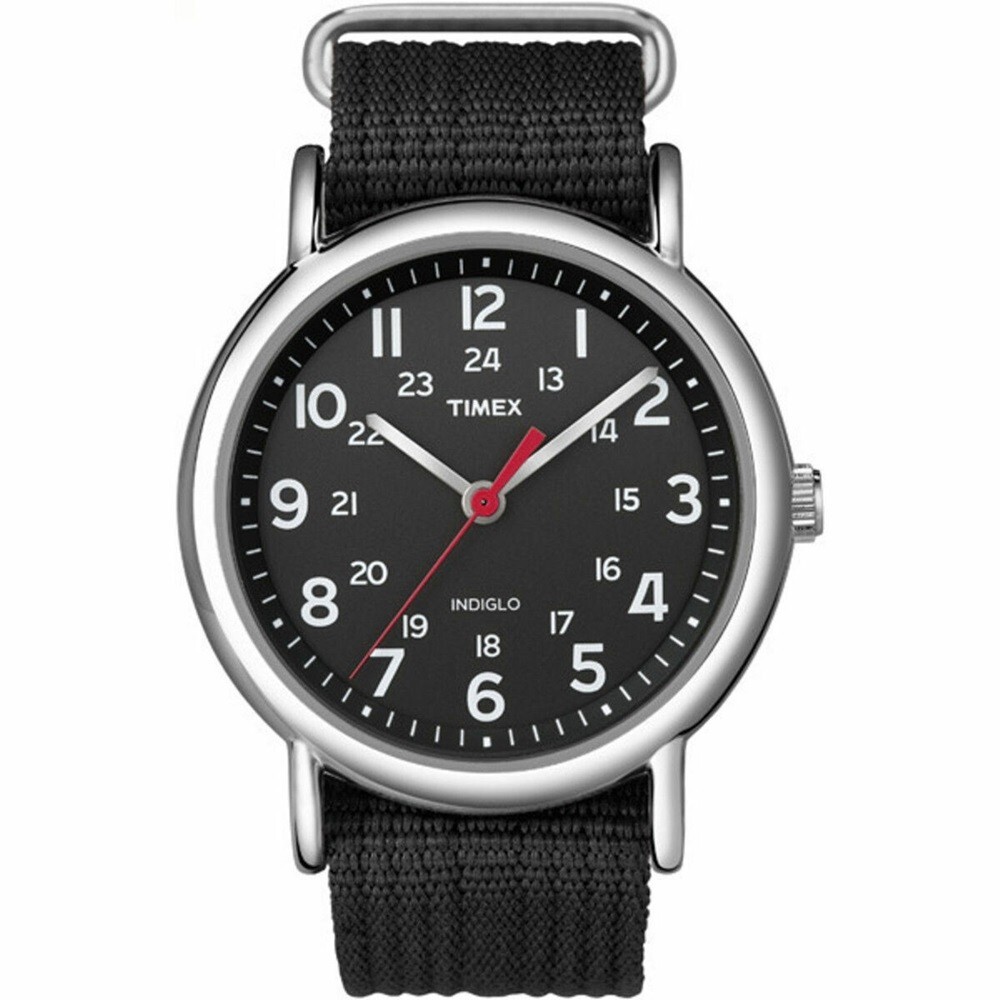 Timex Indiglo Mens Watch, Black Material Strap T2N647 – RRP £59.99