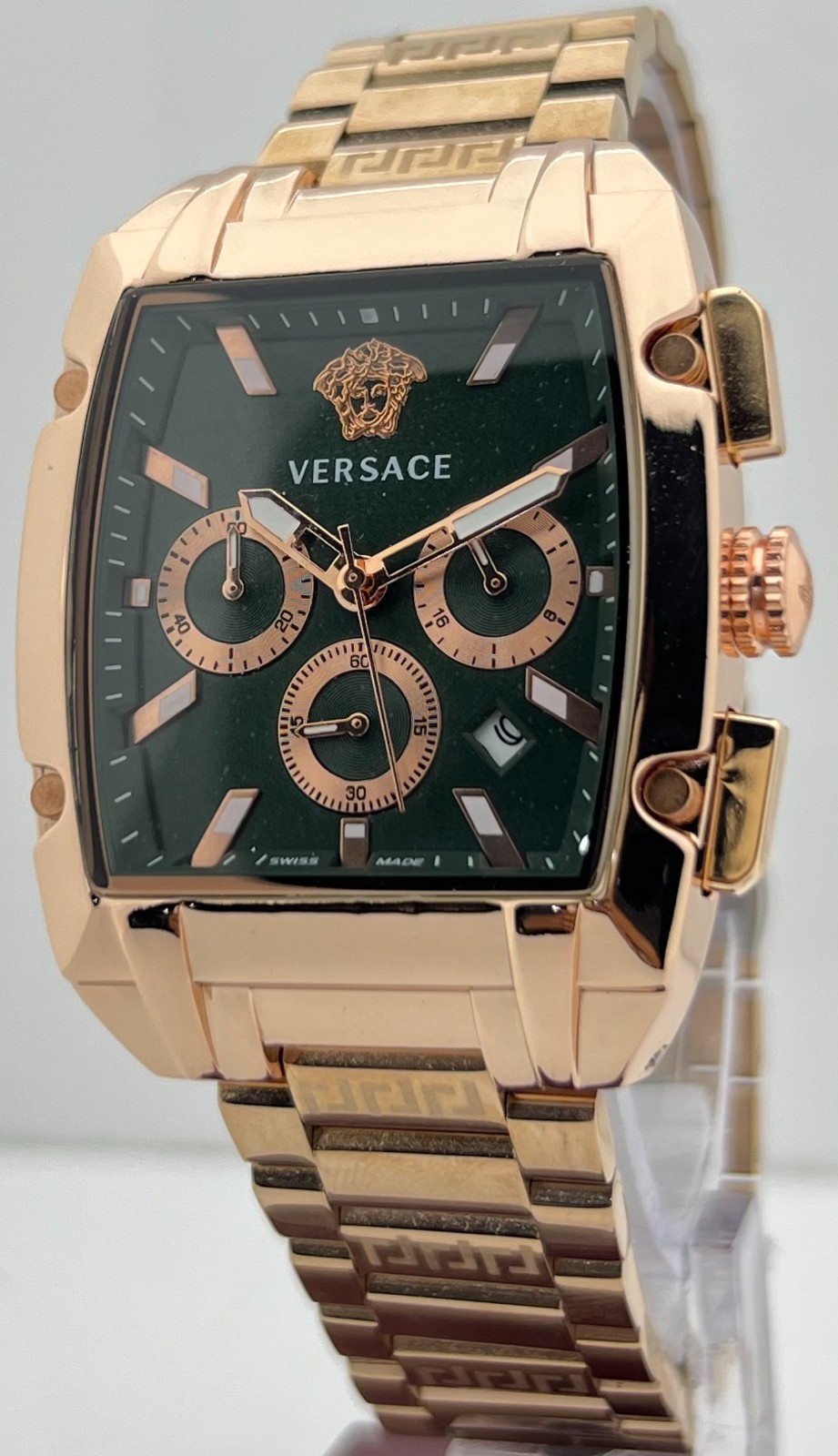 Premium Men’s Versace Dominus Chronograph Green Dial Date Working Wristwatch