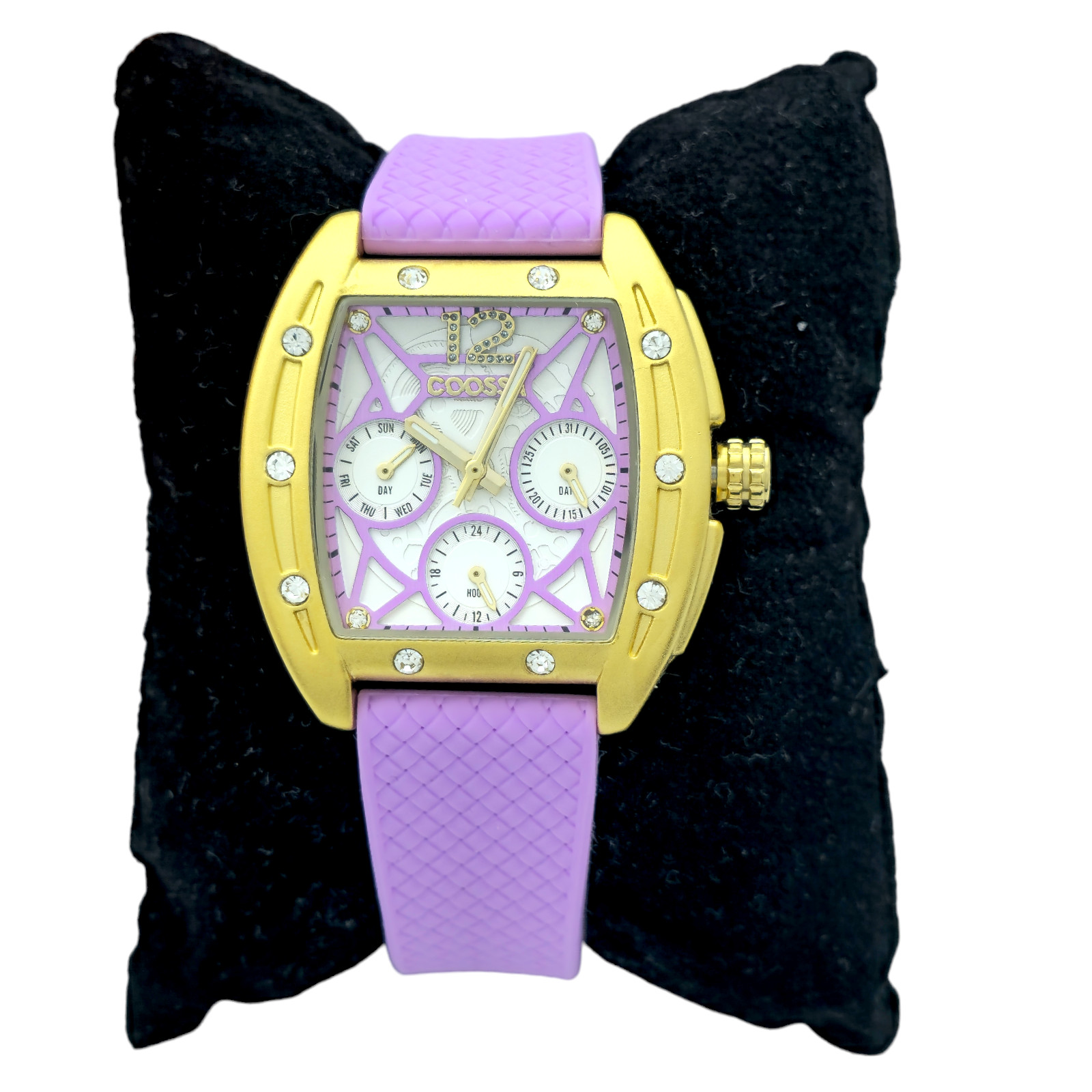 COOSSA ORIGINAL Special Edition Women’s Tonneau 35MM Gold/Purple Day-Date Watch