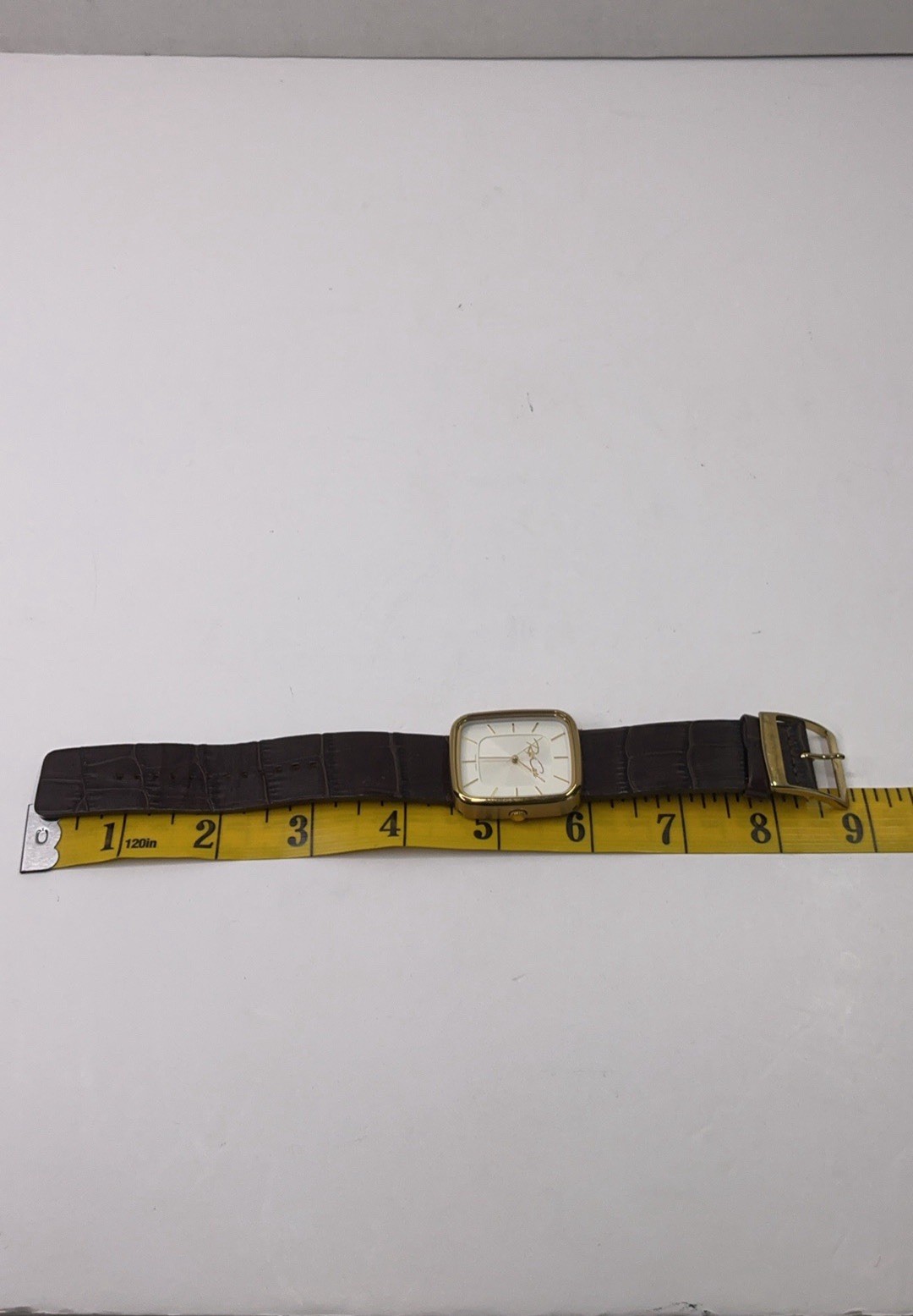 Rip Curl Square Quartz Watch Gold-Tone Case Brown Leather Strap White Dial 100M