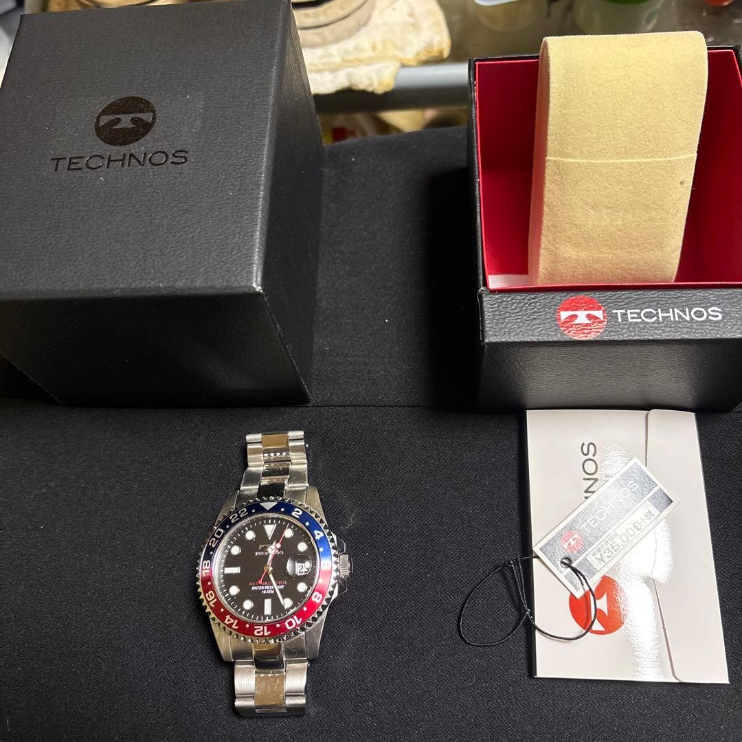 Technos Quartz Men’s Watch Date Red Blue pepsi Bezel 10 ATM Working Item