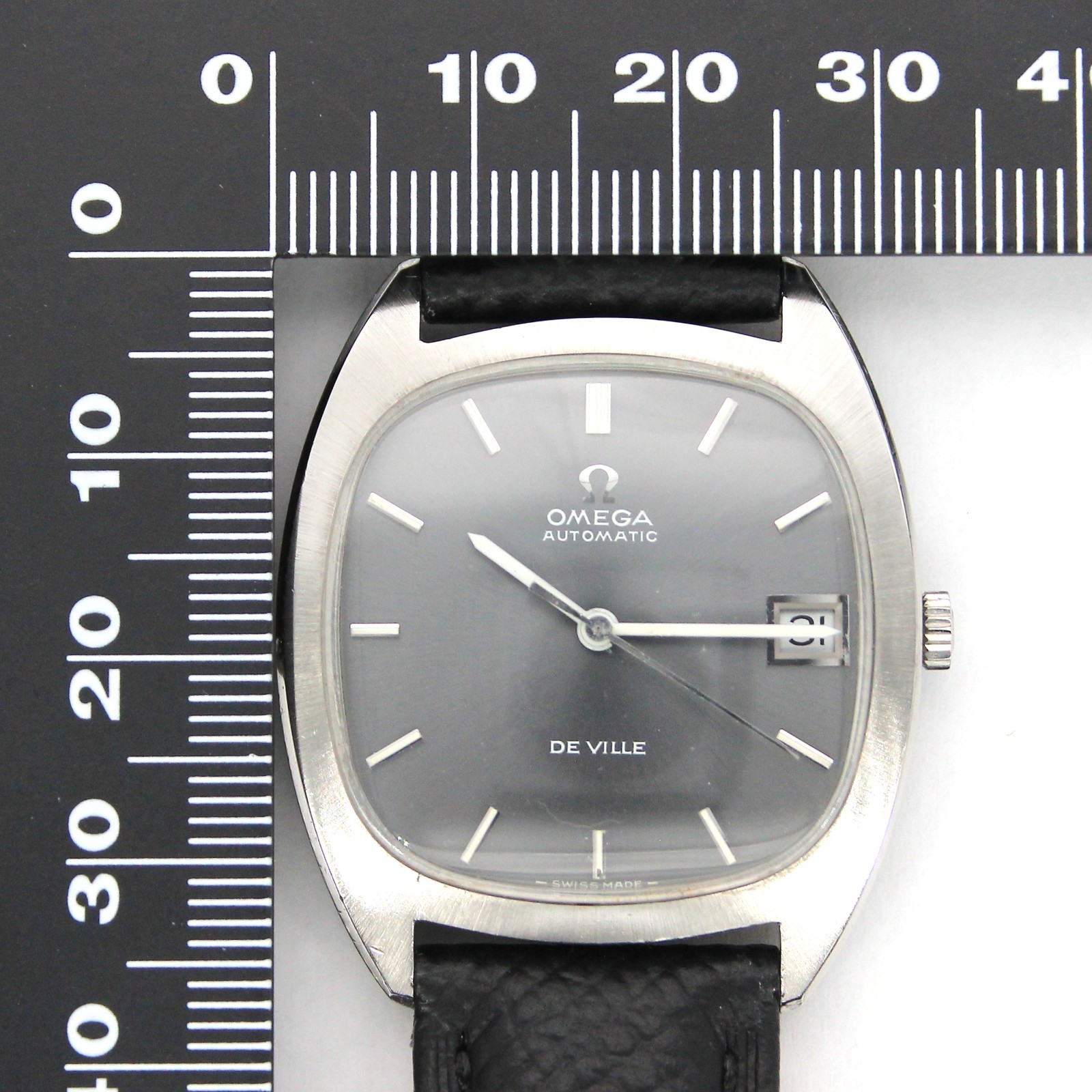 OMEGA De Ville Ref.162.045 Square 32mm Gray Auto Men Vintage 1970s JAPAN Z138
