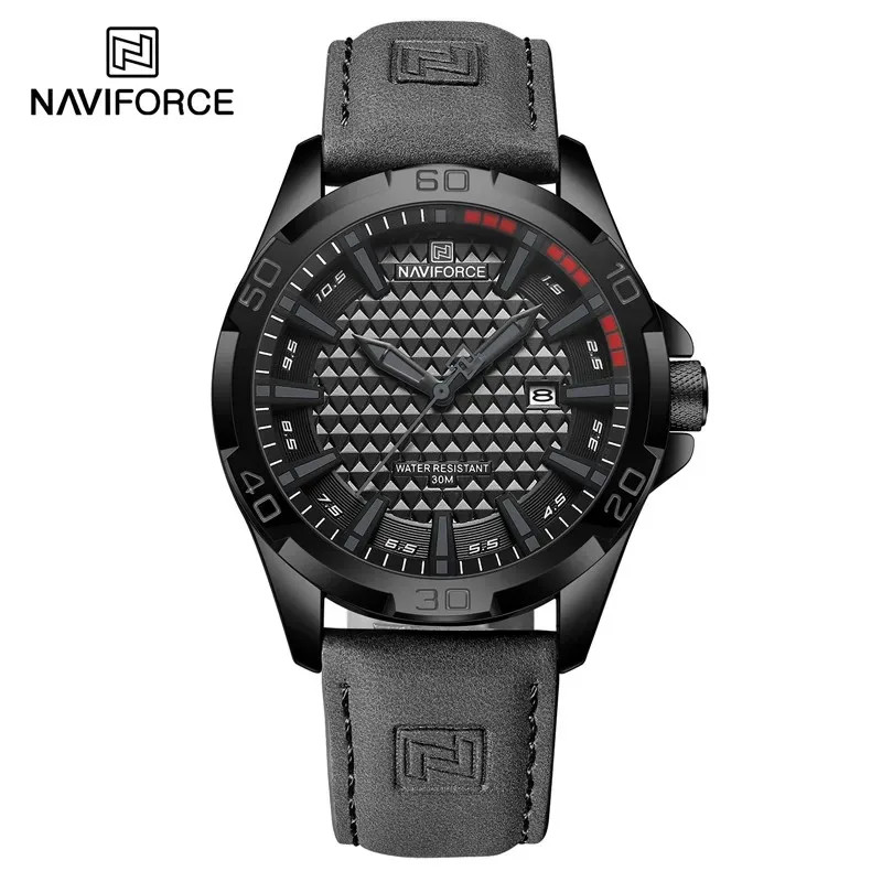 NAVIFORCE Men’s Business Watch Luxury Leather Band Quartz 30M Water Resistant