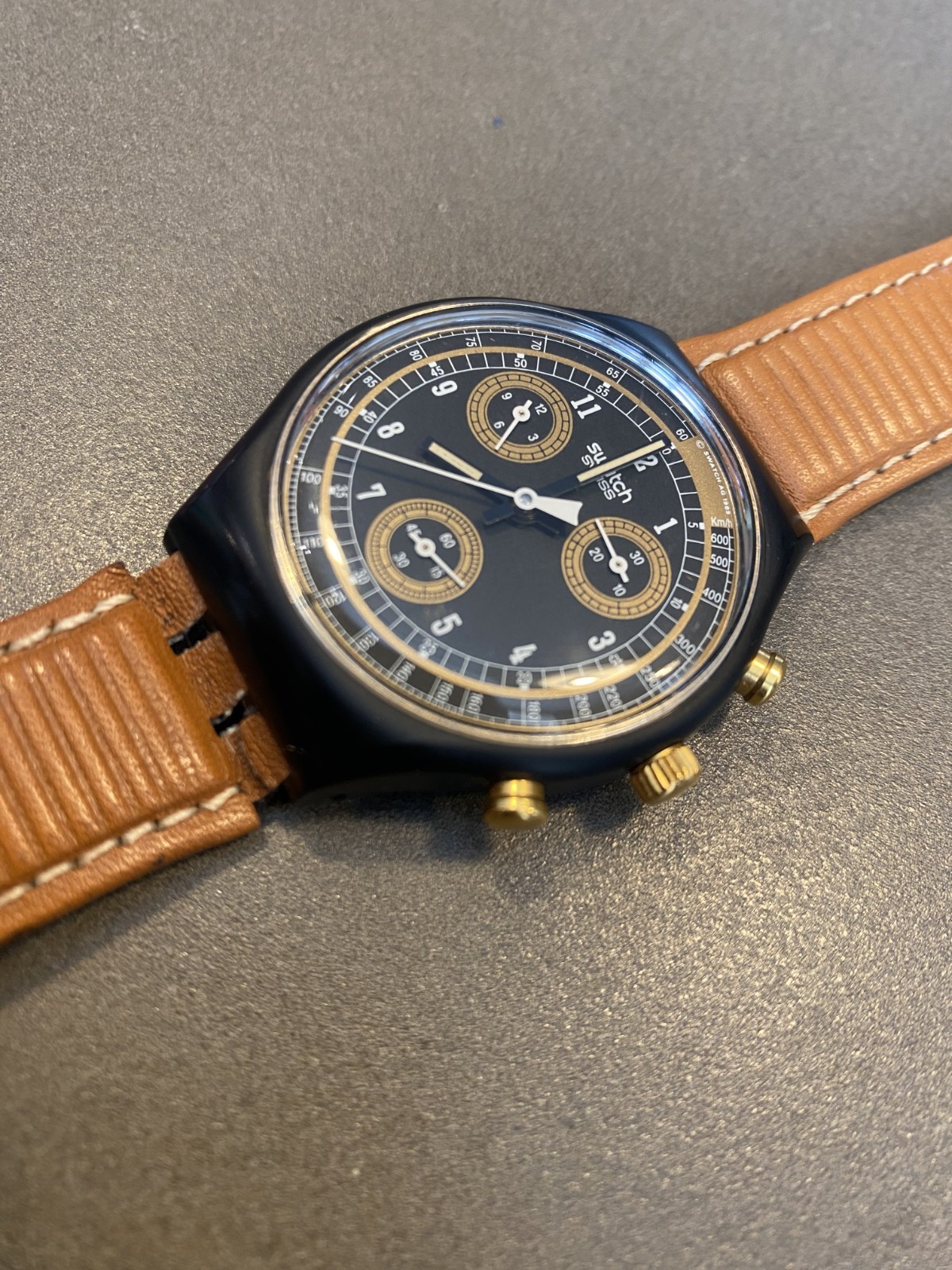 Swatch Chrono SCB104 Sand Storm 1990 – Working But No Battery Inc.