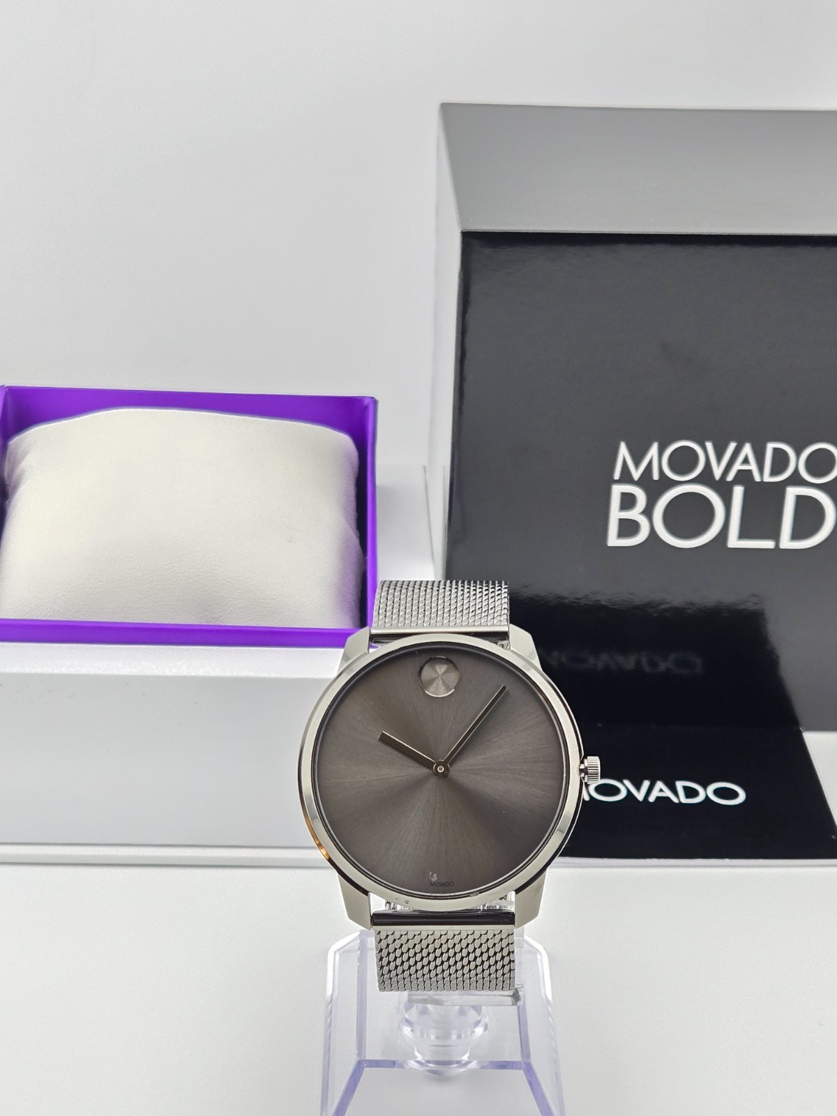 Movado Bold Gray Dial Stainless Steel Men’s Watch – 3600599 ($695 MSRP)