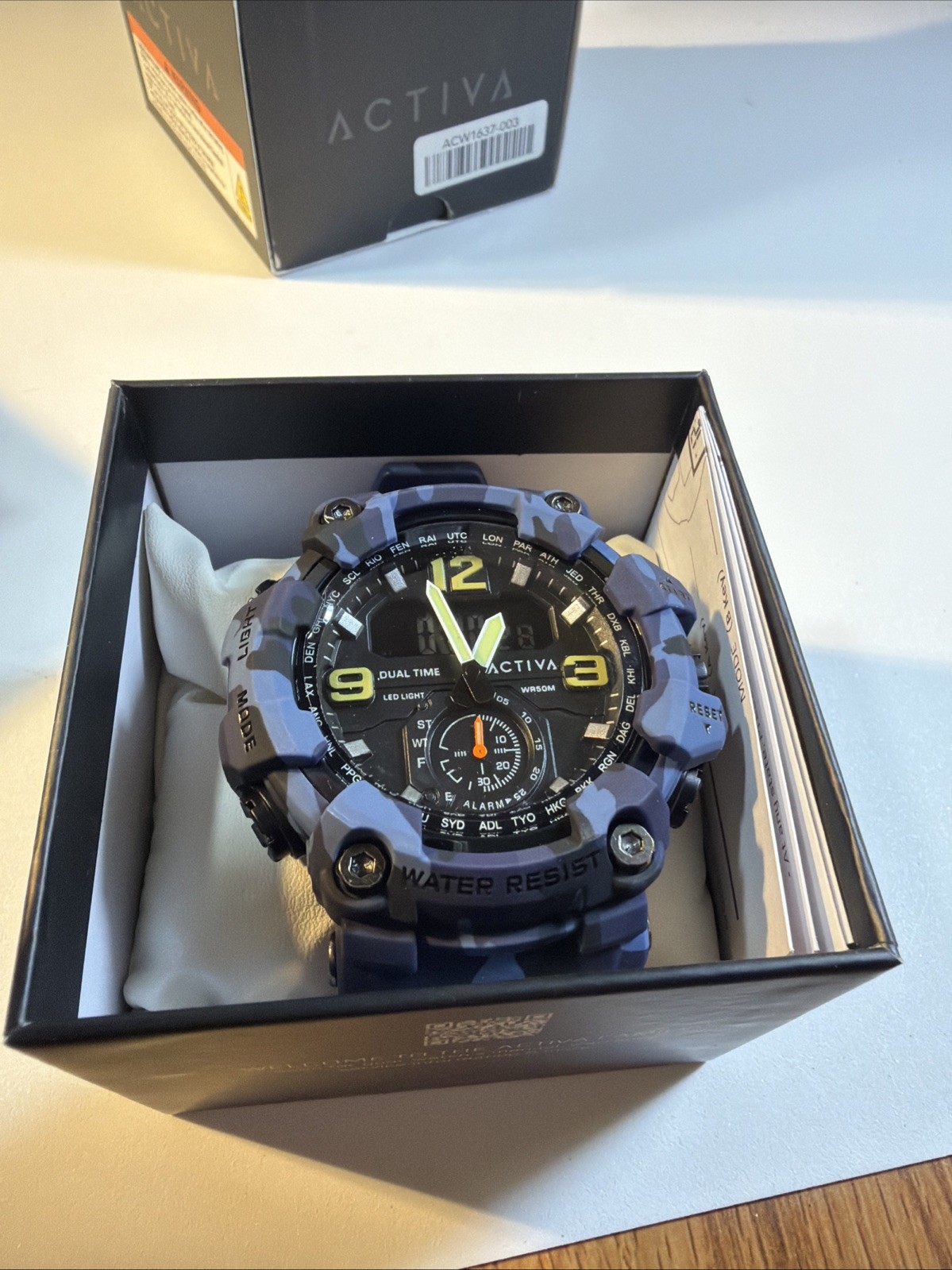 Activa x INVICTA Black Ops 56mm Men’s Watch Blue Camo Band ACW1637-003 NEW