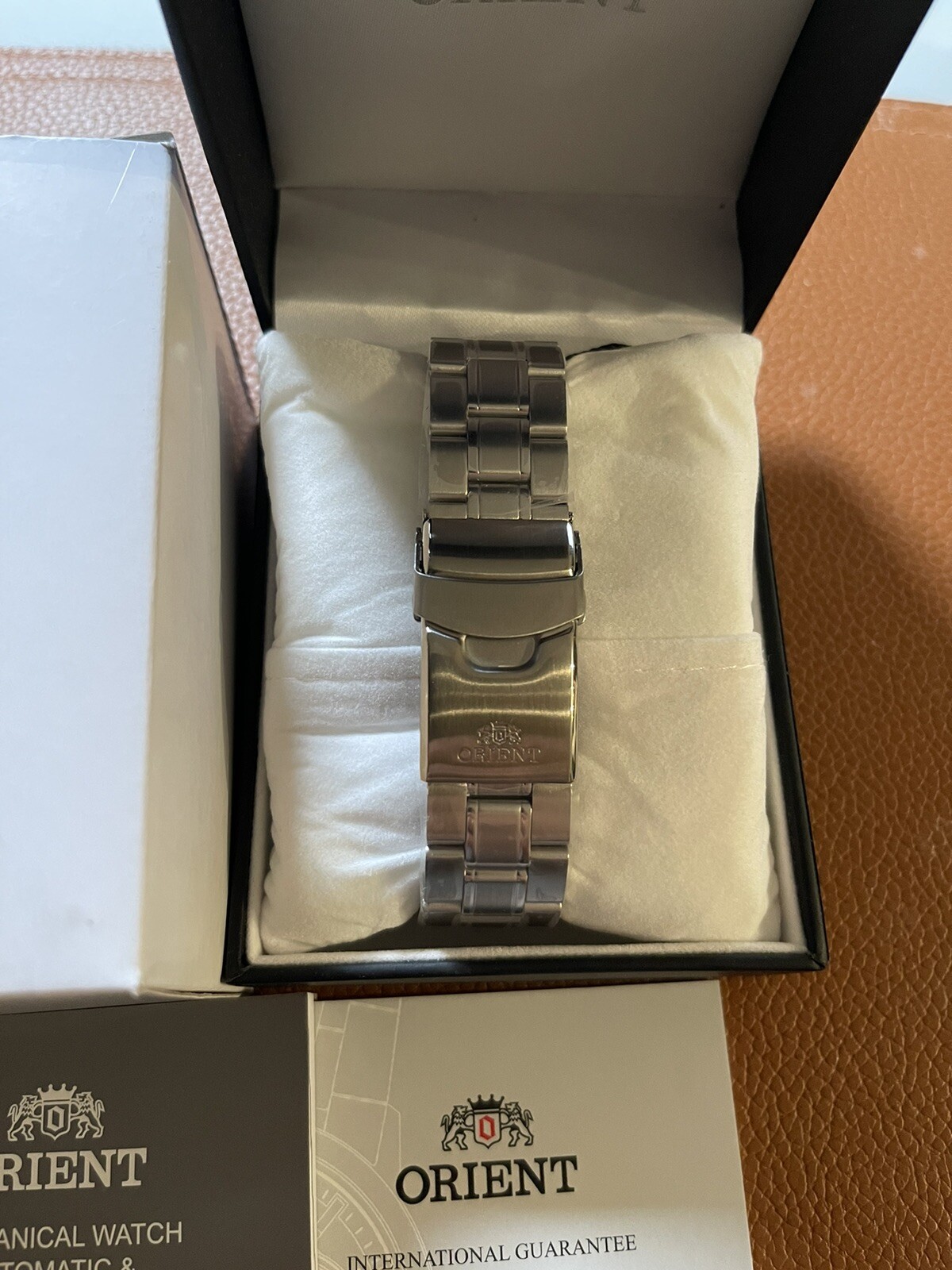 Orient Ray Raven II 41.5mm Orange Sapphire Crystal Case with Stainless Steel…