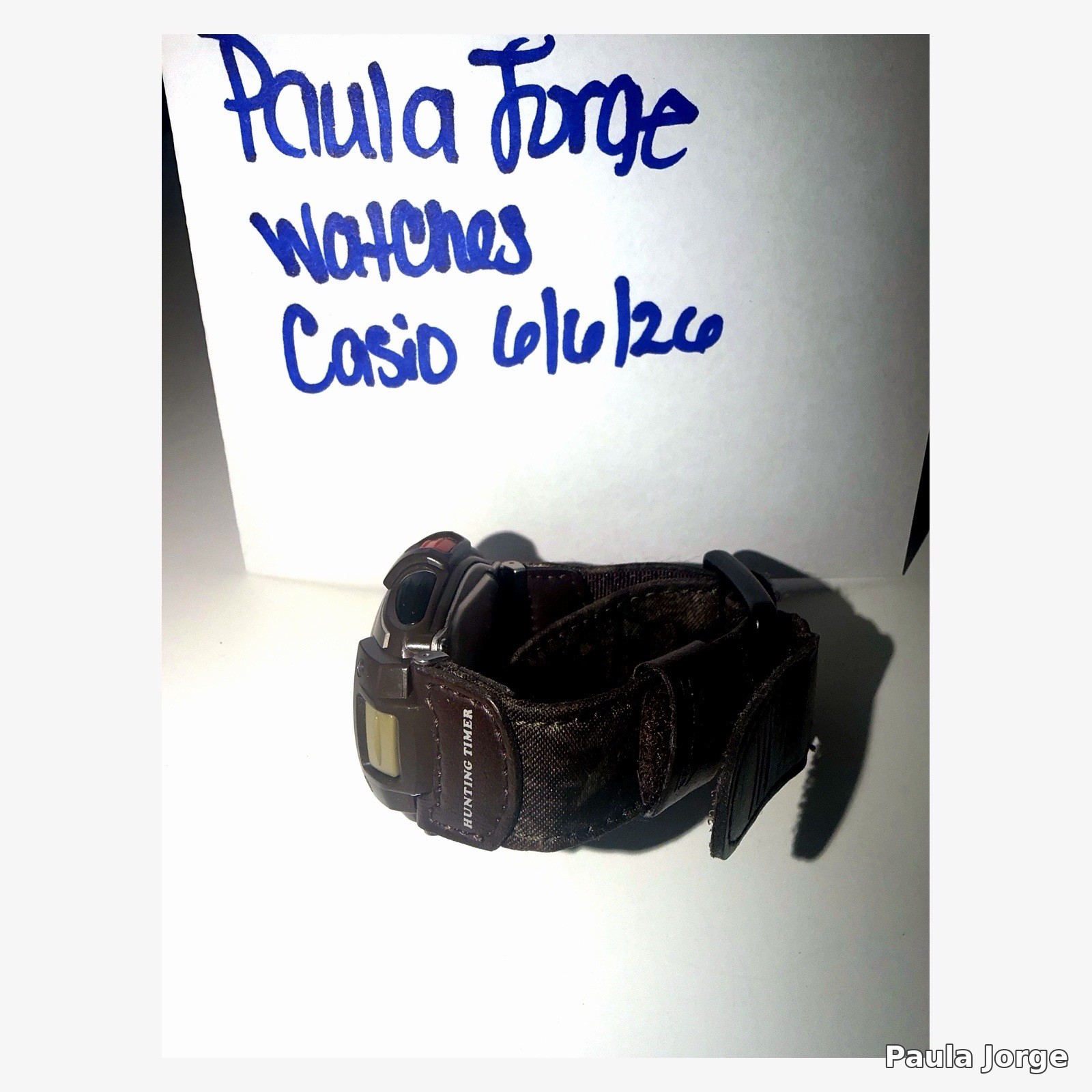 Casio Pathfinder PAS-410B Hunting Timer Digital Watch Leather Canvas Band