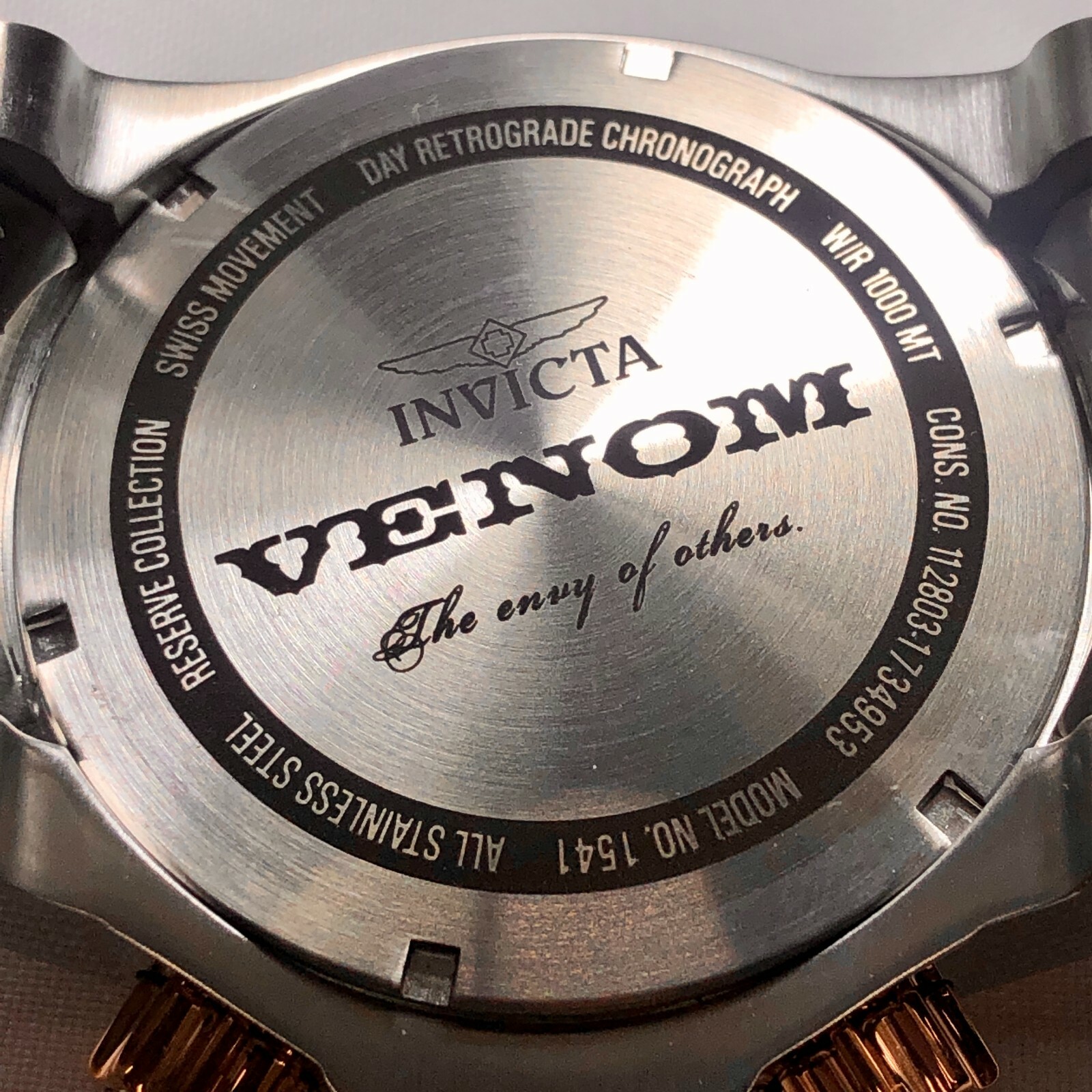 INVICTA 01541 Men’s 54mm Rosetone/Black Venom Swiss Quartz Silver Bracelet Watch