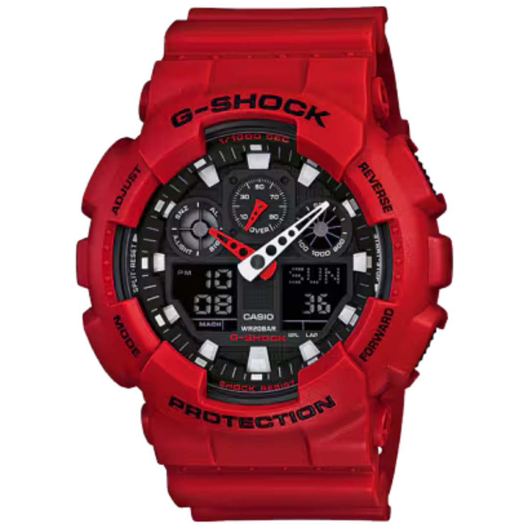 CASIO G-Shock GA-100B-4AJF Mens Analog & Digital Watch Red Resin New