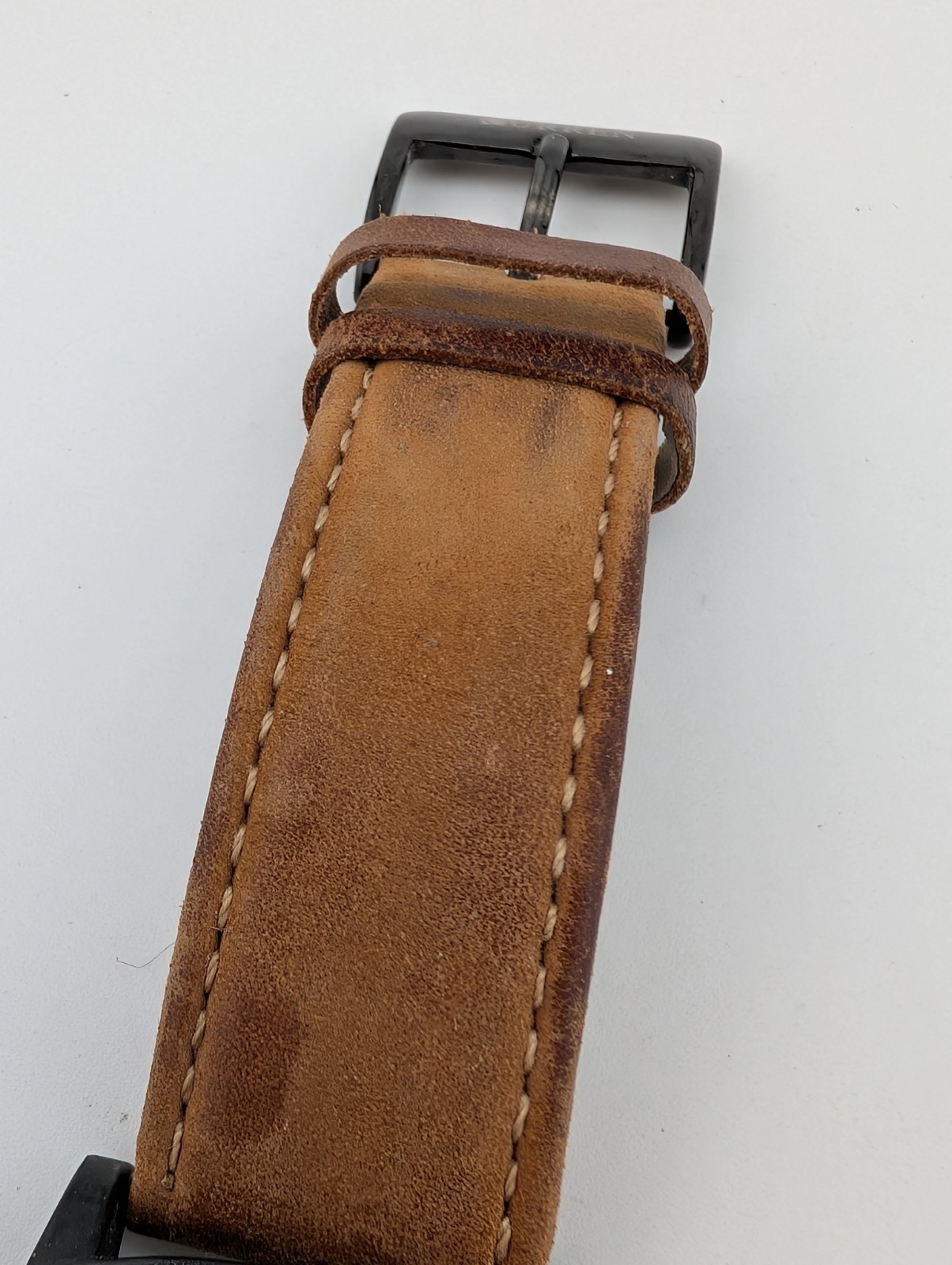 Curren Watch Men 42mm Black Case Brown Leather Band- New Battery
