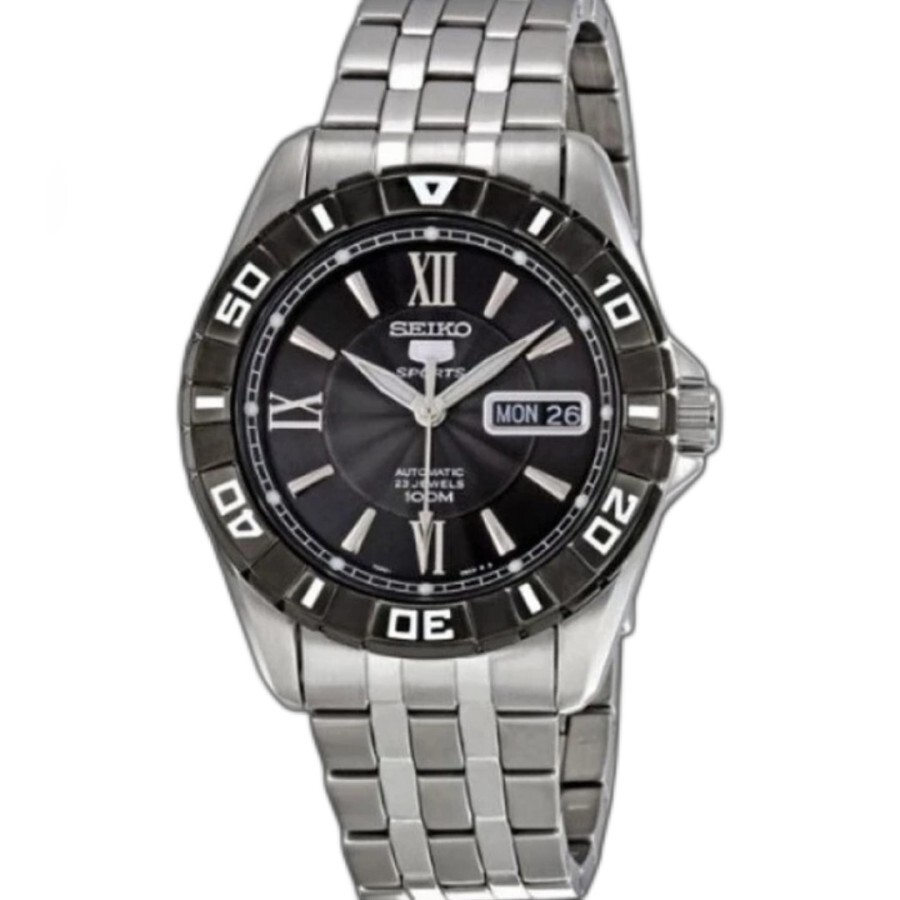 SEIKO 5 Sports SNZH83k1 Automatic Watch 100m 7S36 Day Date Black Stainless Steel